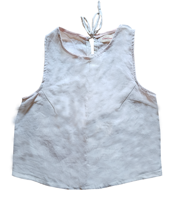 Sleeveless White Linen Top
