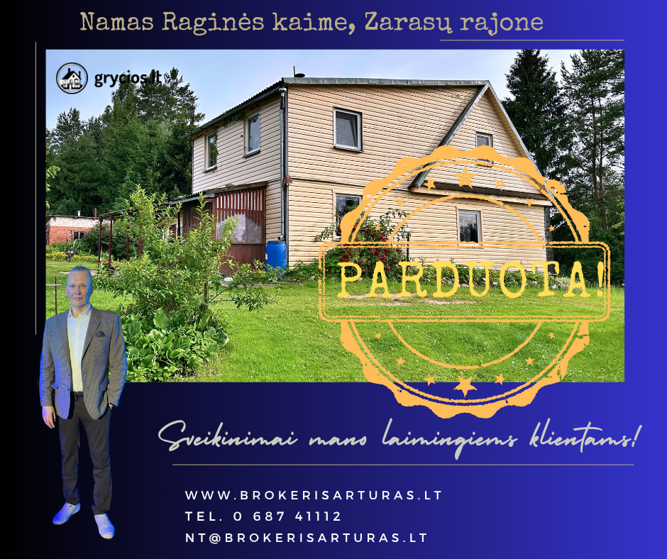 Zarasų rajone, Raginės kaime, parduodamas 120,90 kv.m. namas su pirtimi ir tvenkiniu
