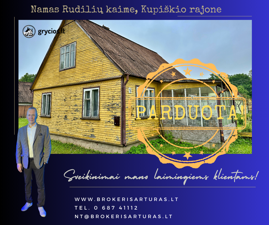 Kupiškio raj., Rudilių kaime, parduodama rąstinė 109,61 kv.m. sodyba