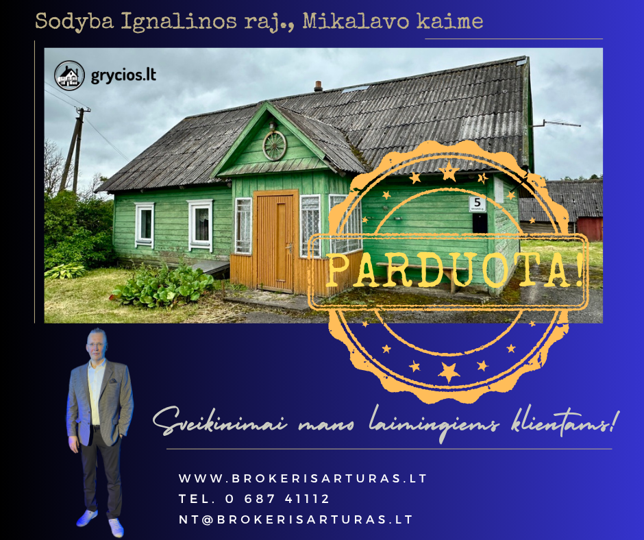 Ignalinos raj., Mikalavo kaime, parduodama sodyba su per sklypą tekančia upe