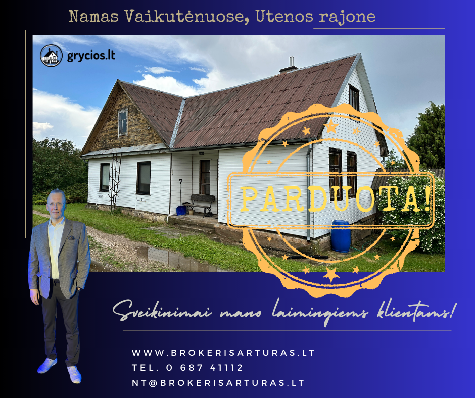 Utenos raj., Vaikutėnų kaime, parduodamas 123 kv.m. gyvenamasis namas su 56,81 a sklypu