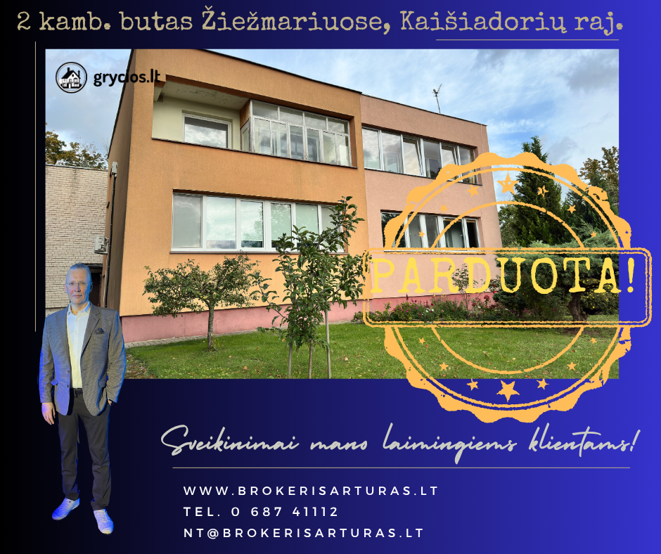 Žiežmariuose, Kaišiadorių rajone, parduodamas 2 kambarių butas