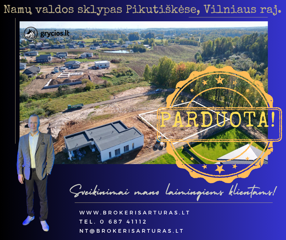 Vilniaus rajone, Pikutiškių kaime, Perluočių g., parduodamas 10 a namų valdos sklypas su namo projektu