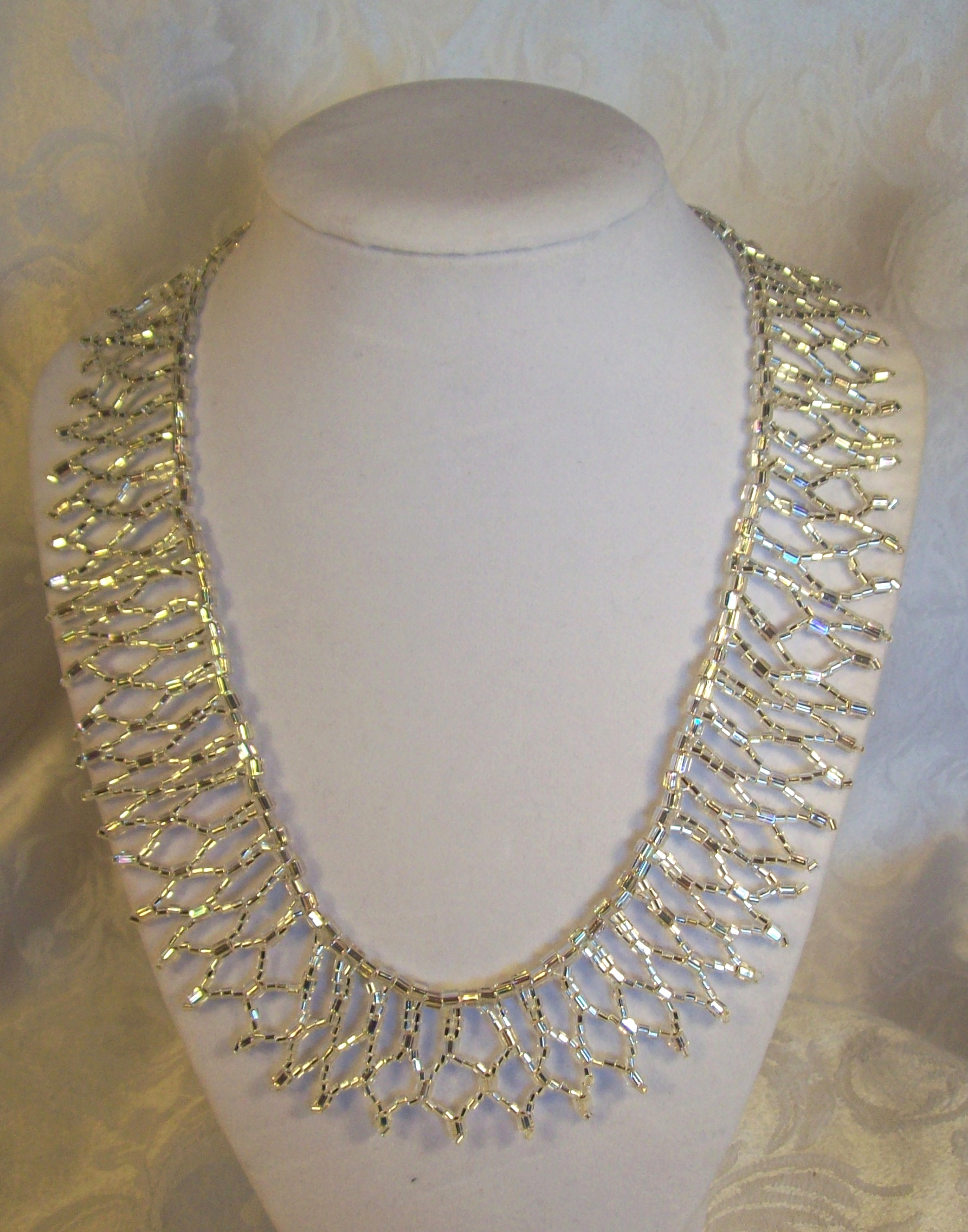 Silver Glass Collar Necklace