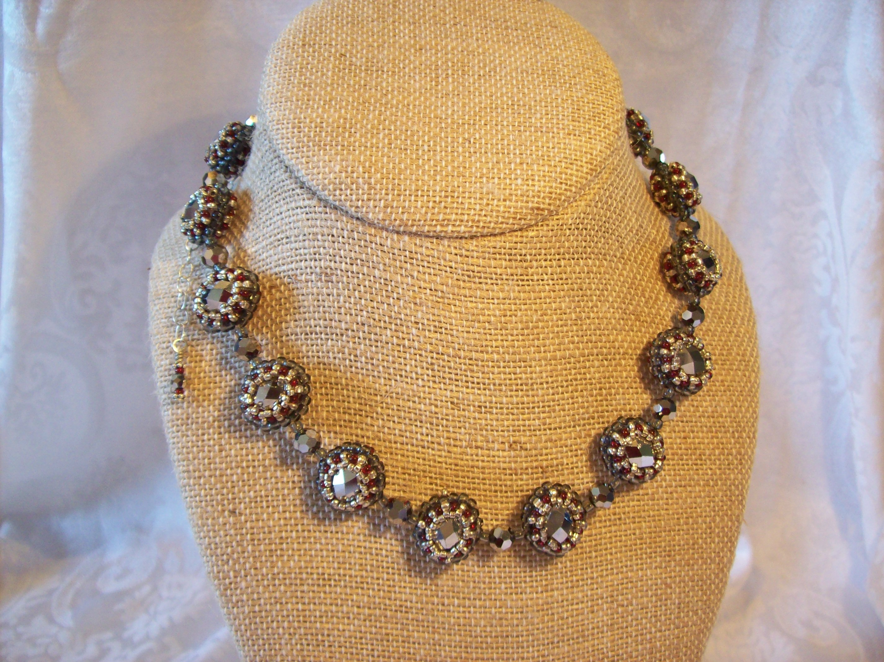 Starry Night Hand Beaded Silver Necklace