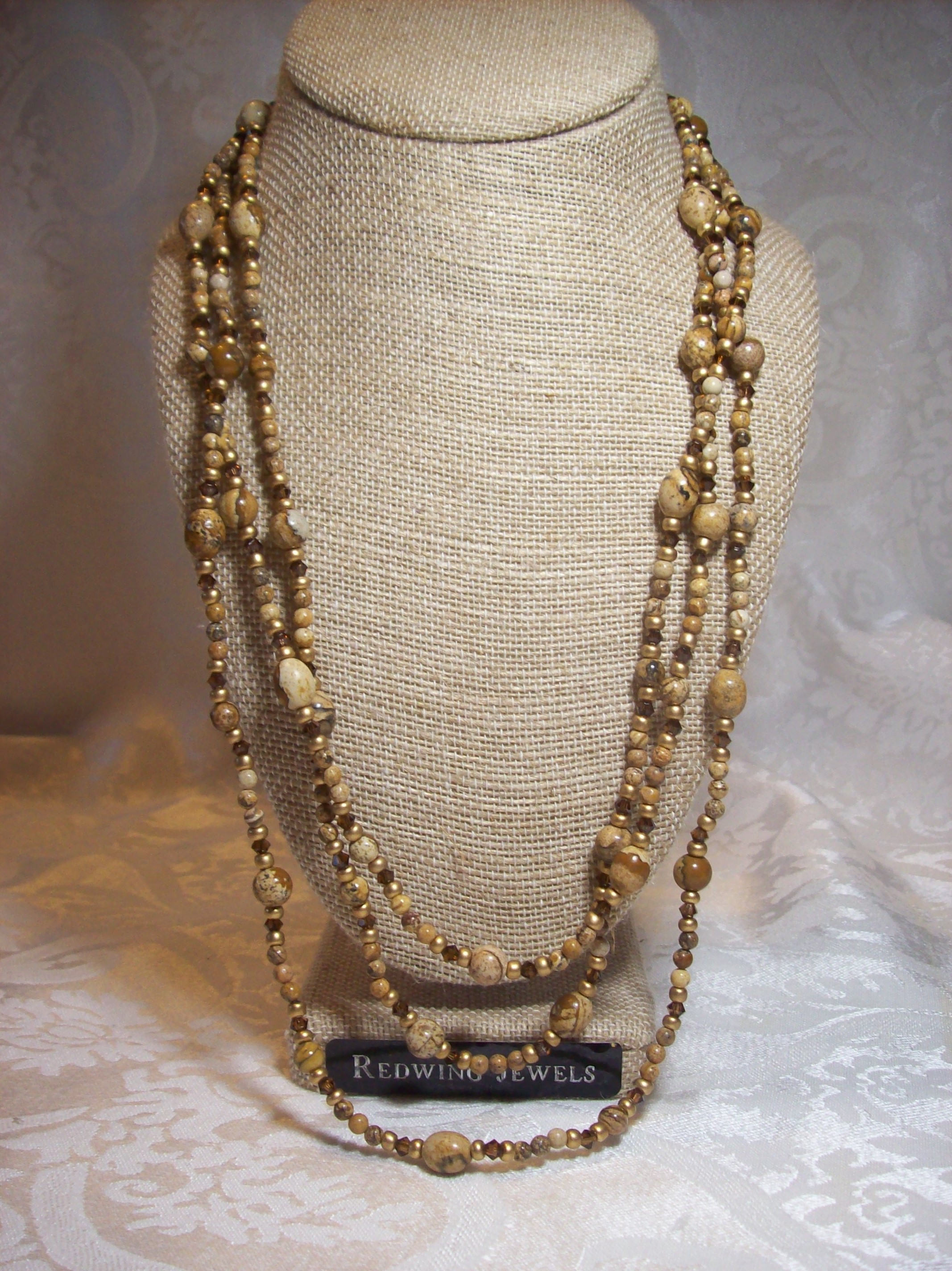 3 Strand Picture Jasper Necklace 