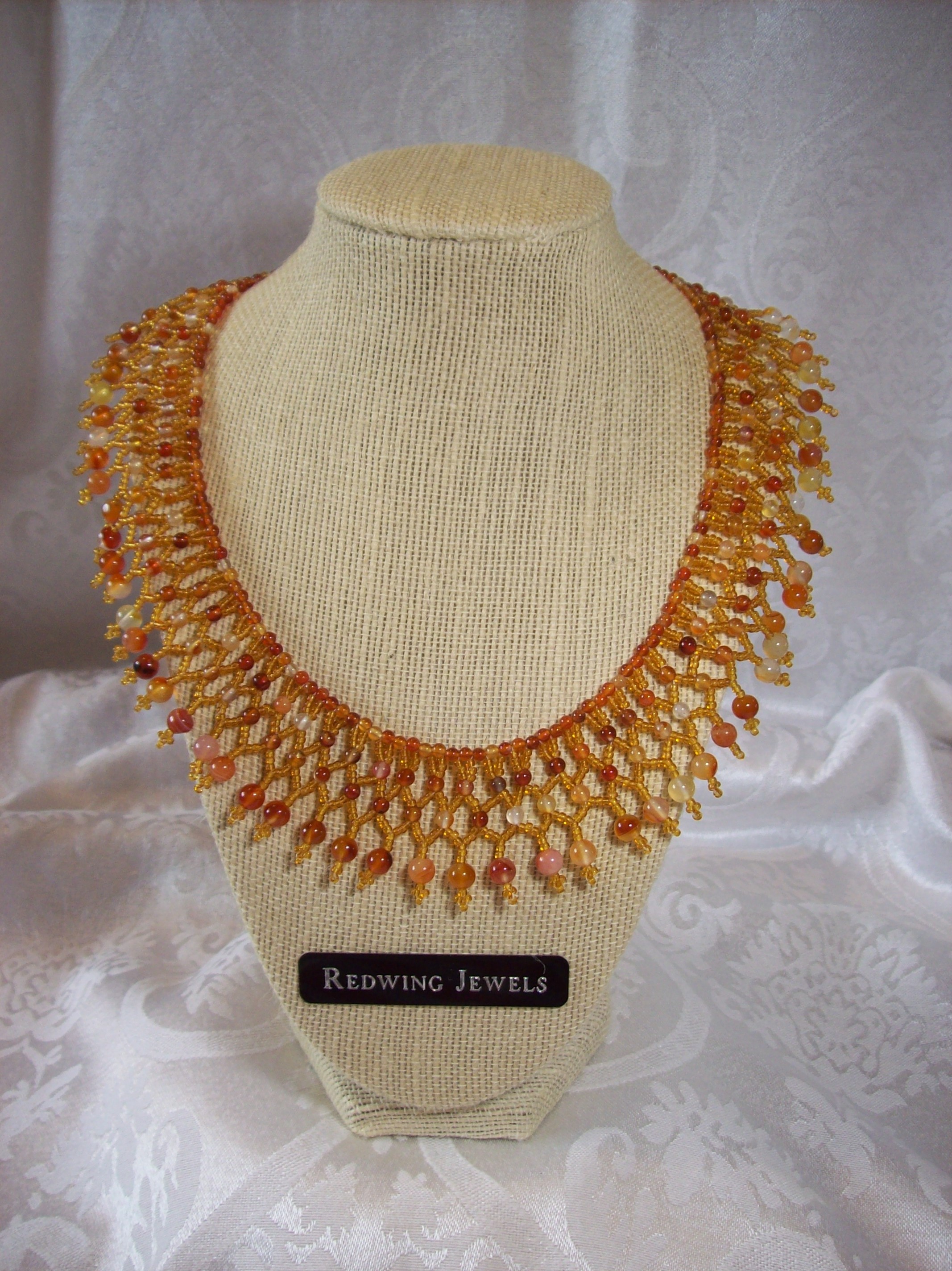 Semiprecious Natural Agate Collar Necklace 