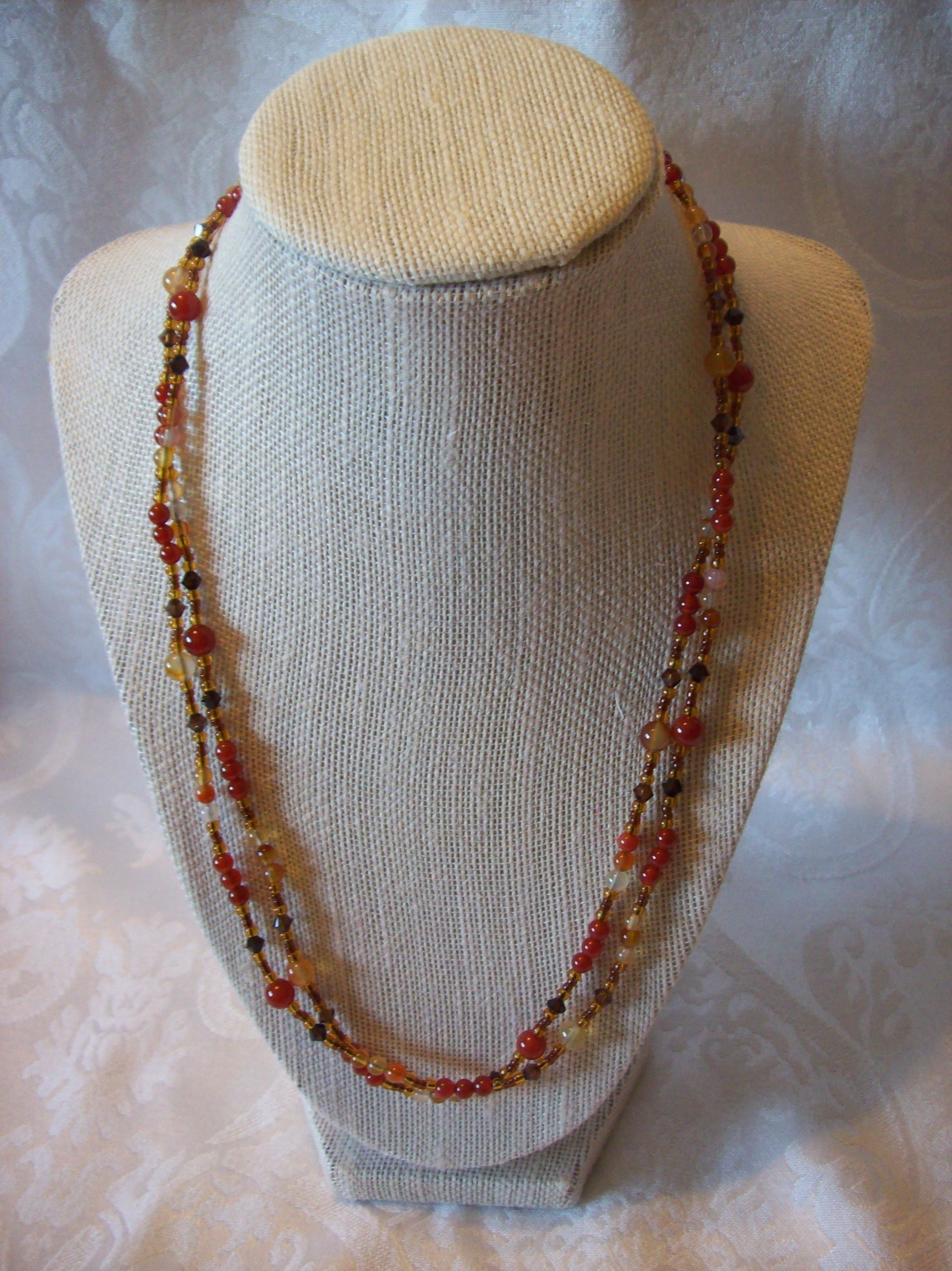 Carnelian and Natural Agate 2 strand Necklace 