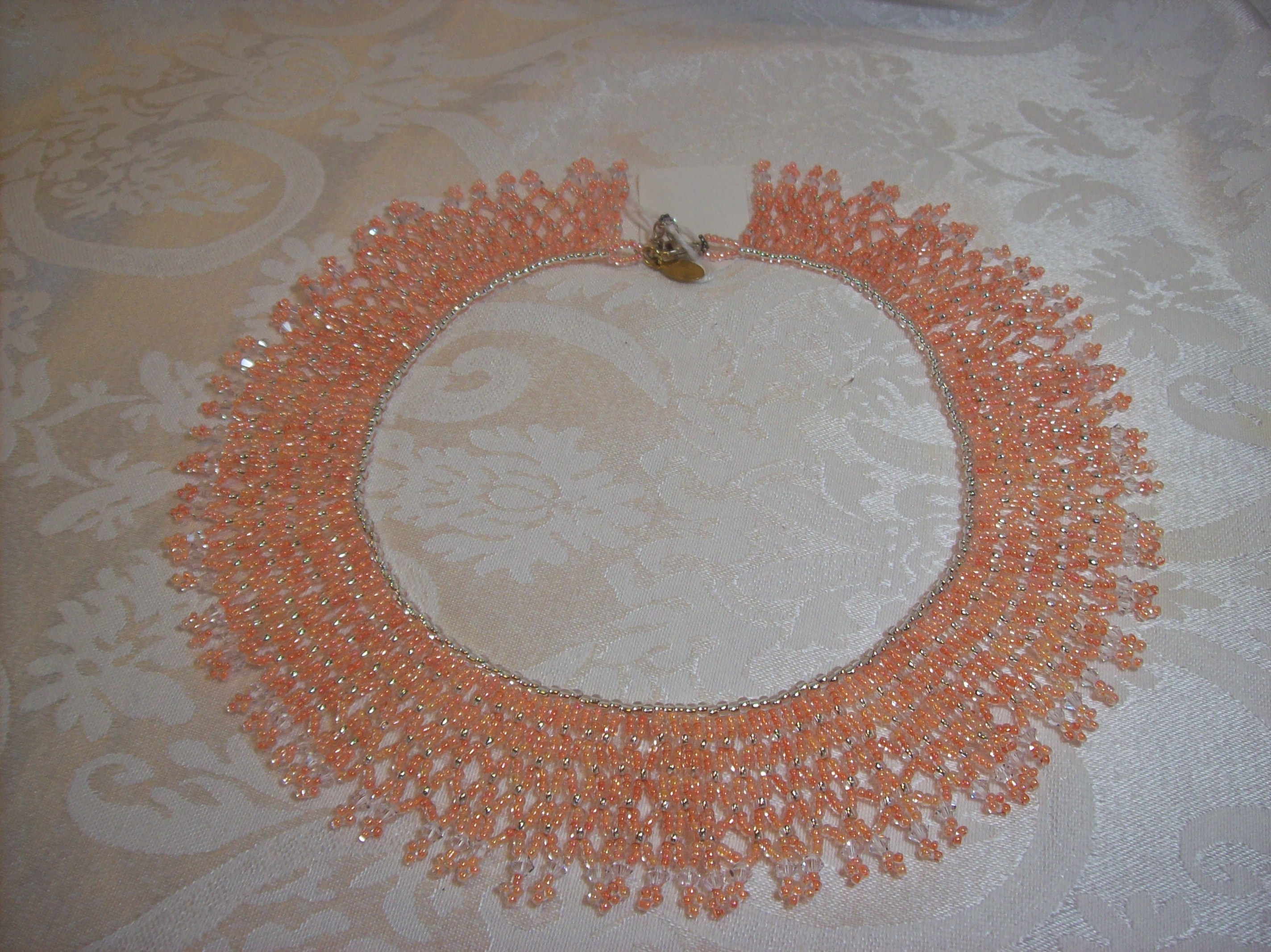 Peach Collar Necklace with Swarovski crystal