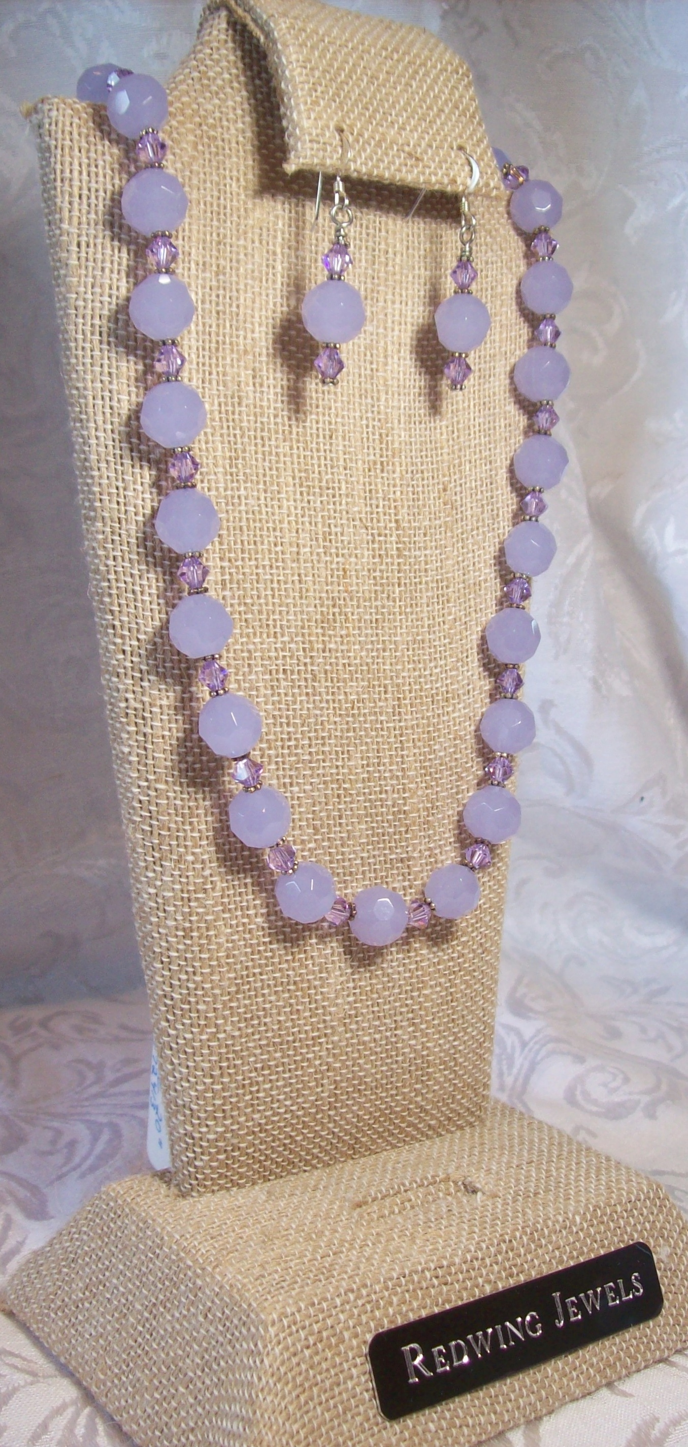 Swarovski crystal and faceted Periwinkle  glass Necklace