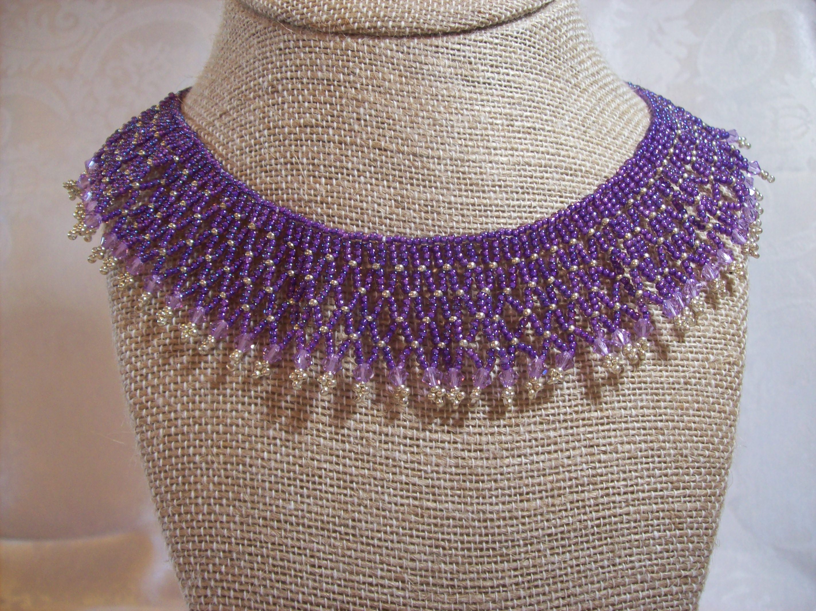 Purple Collar Necklace with Swarovski crystal 