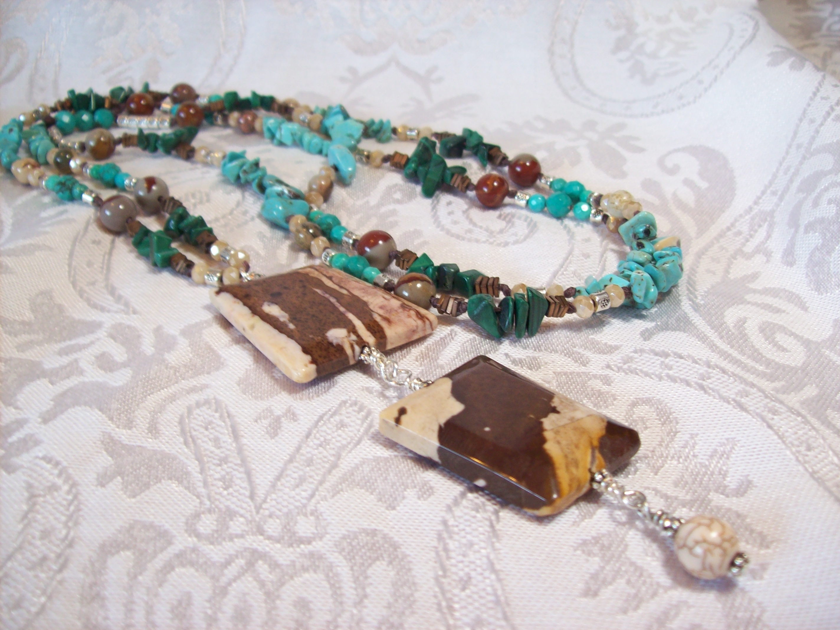 Semiprecious Stone Tassel Necklace