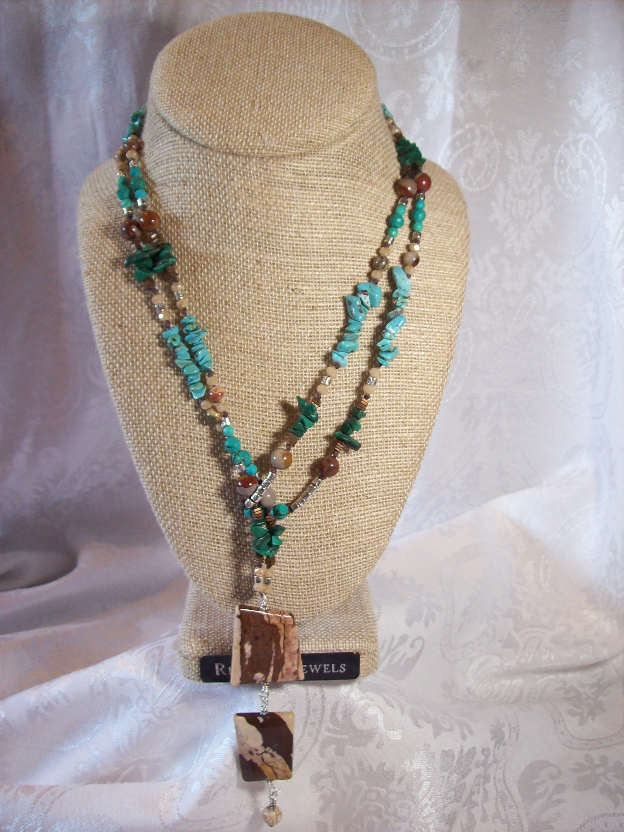 Semiprecious Stone Tassel Necklace