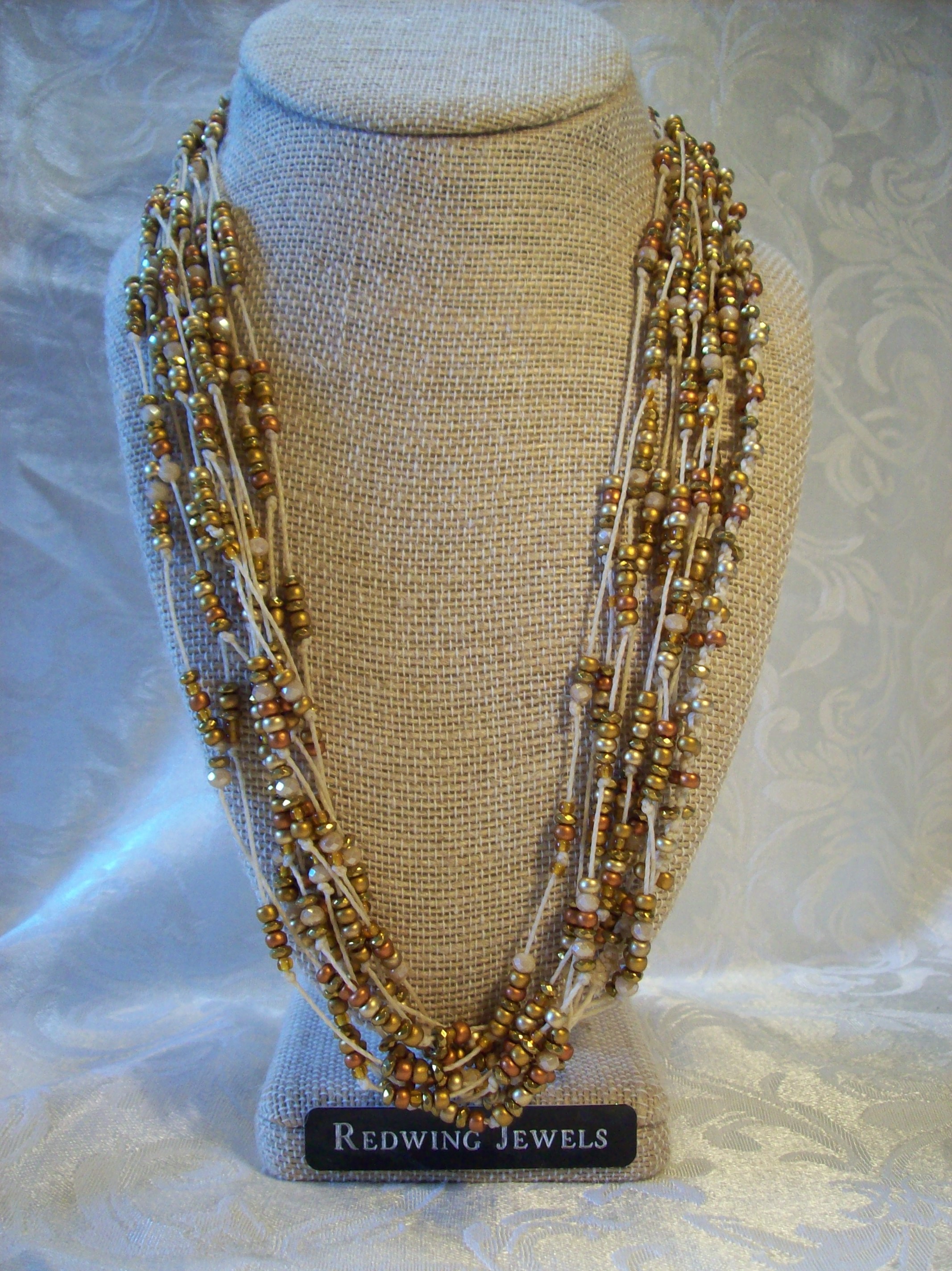 Multi-Strand Shades of Gold Knotted Necklace