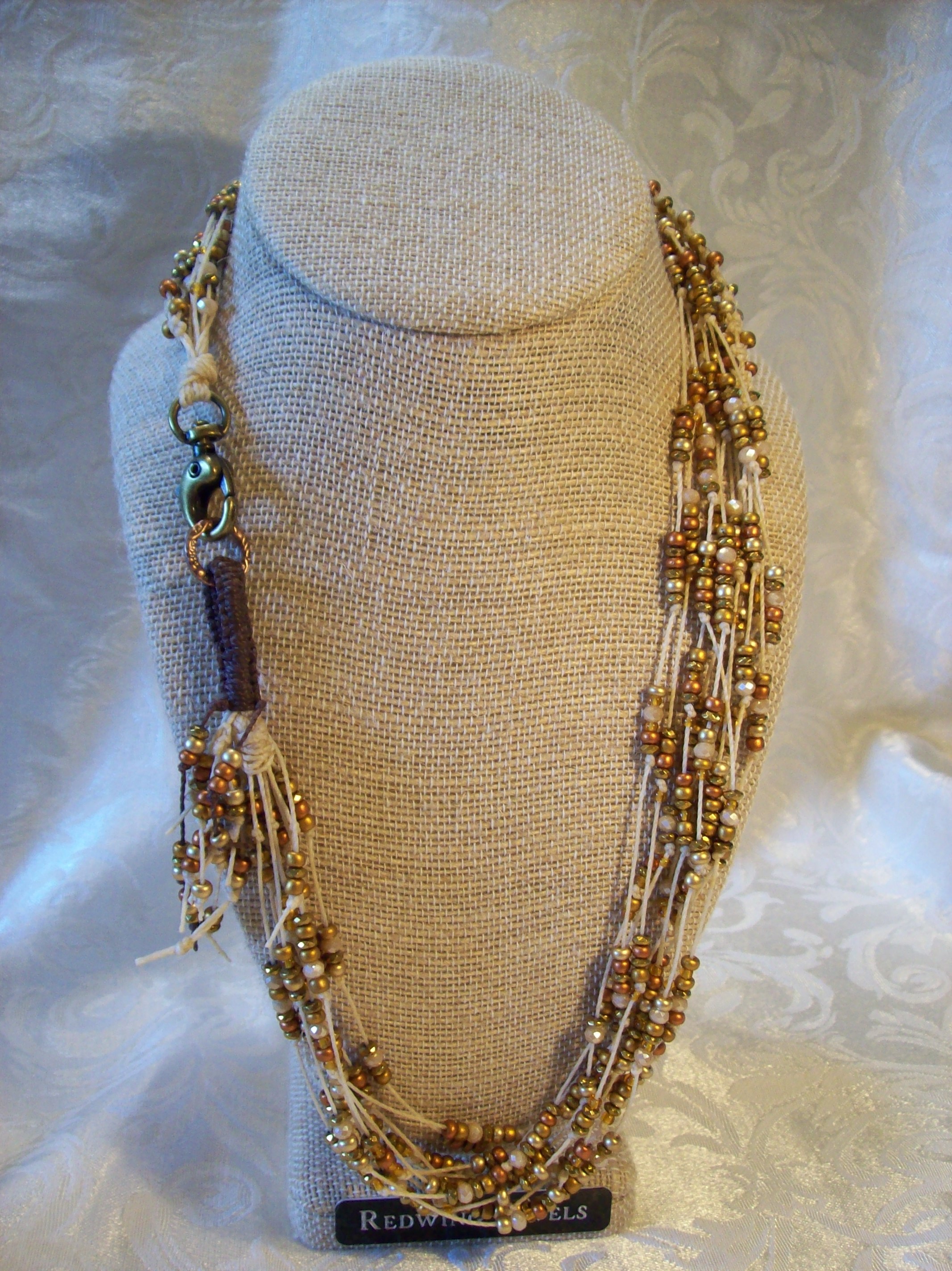 Multi-Strand Shades of Gold Knotted Necklace