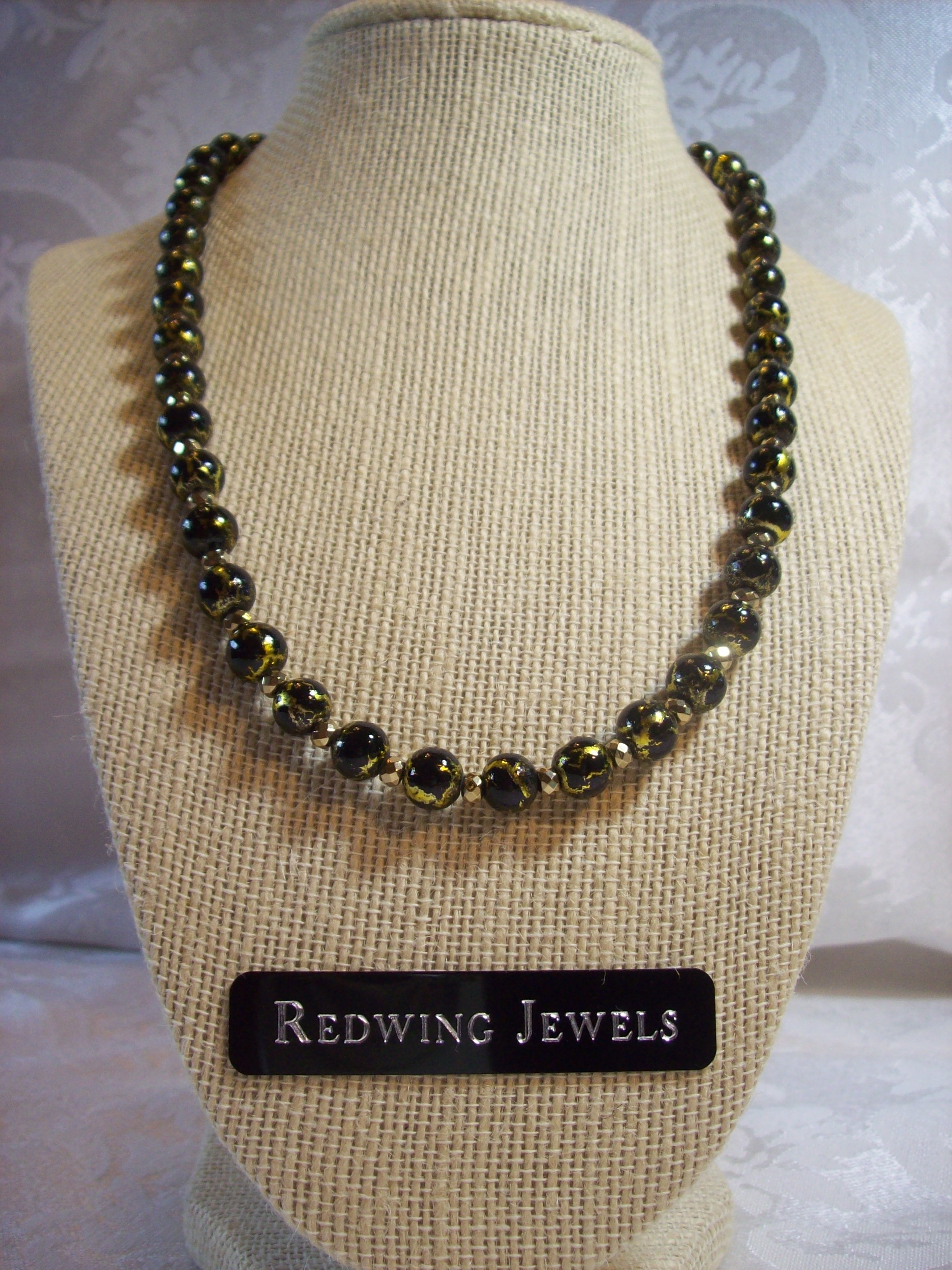Black & Gold Glass Necklace