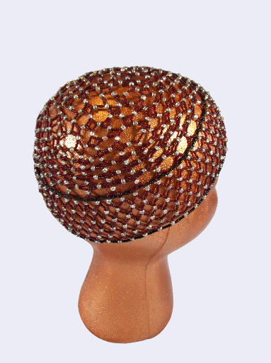 Red, Silver and Black Handcrafted 1920s Beaded Flapper Hat Price