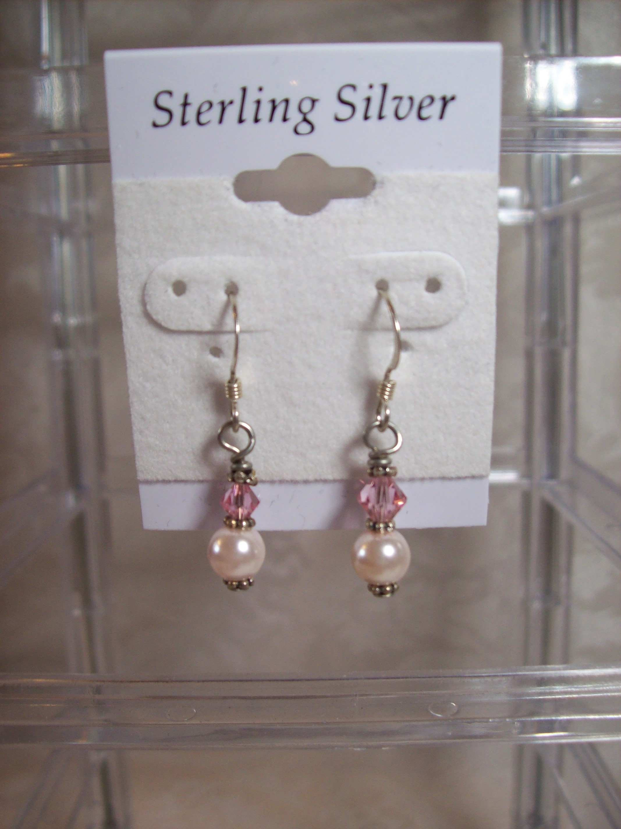 Pink Swarovski and glass Pearl Earrings