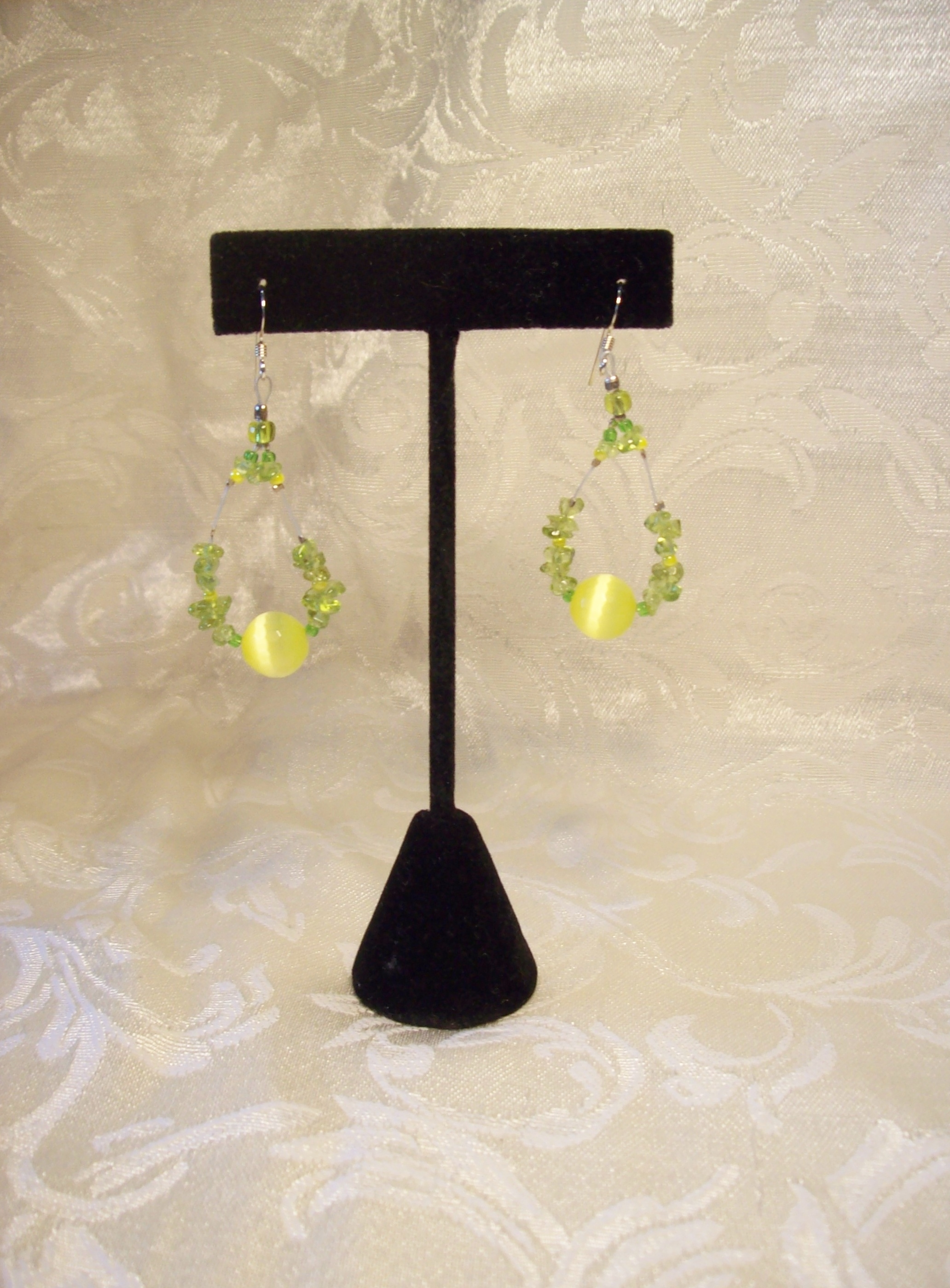 Peridot and Yellow Fiber Optic  Earrings