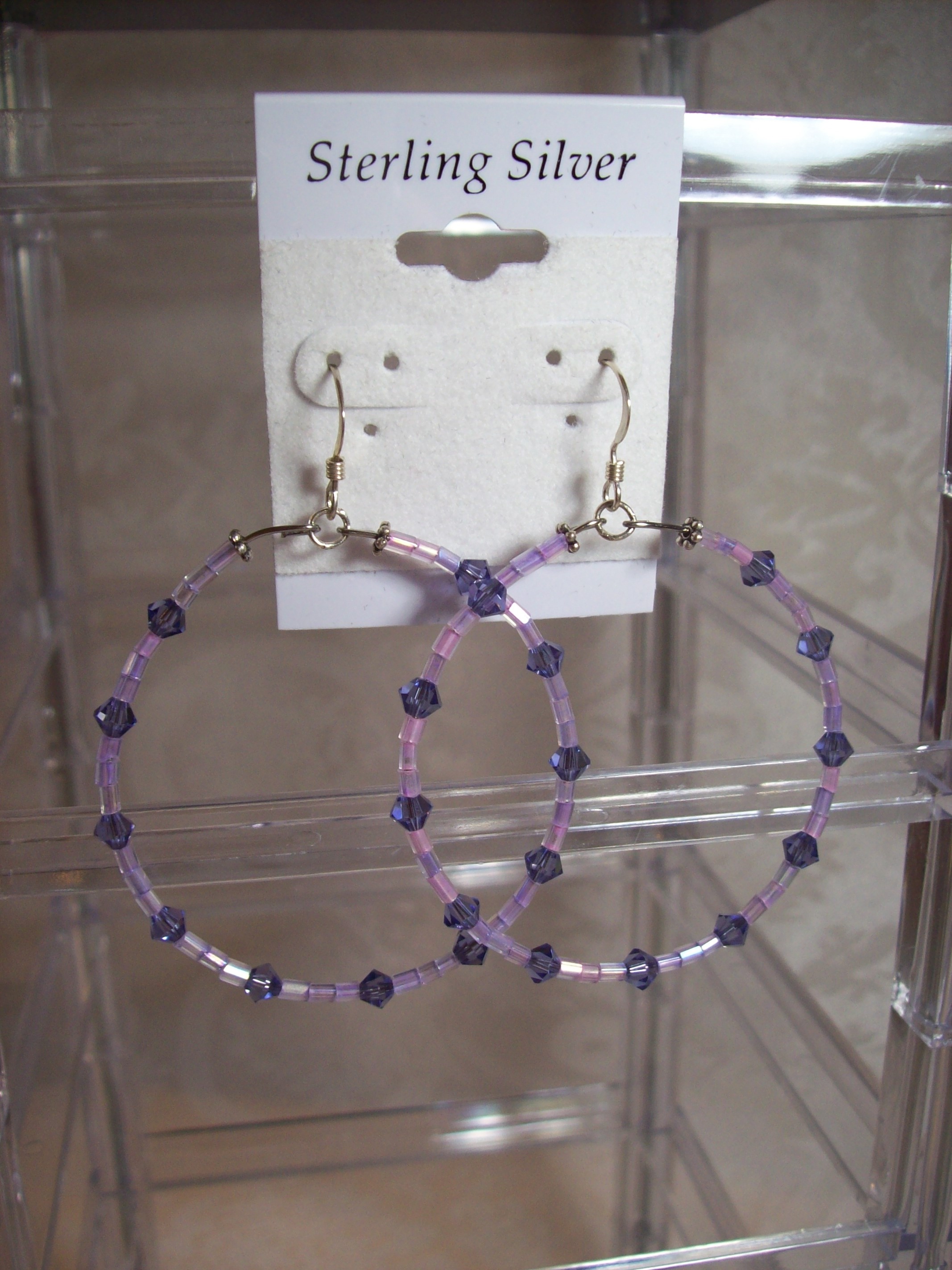 Purple Swarovski crystal Hoop Earrings 