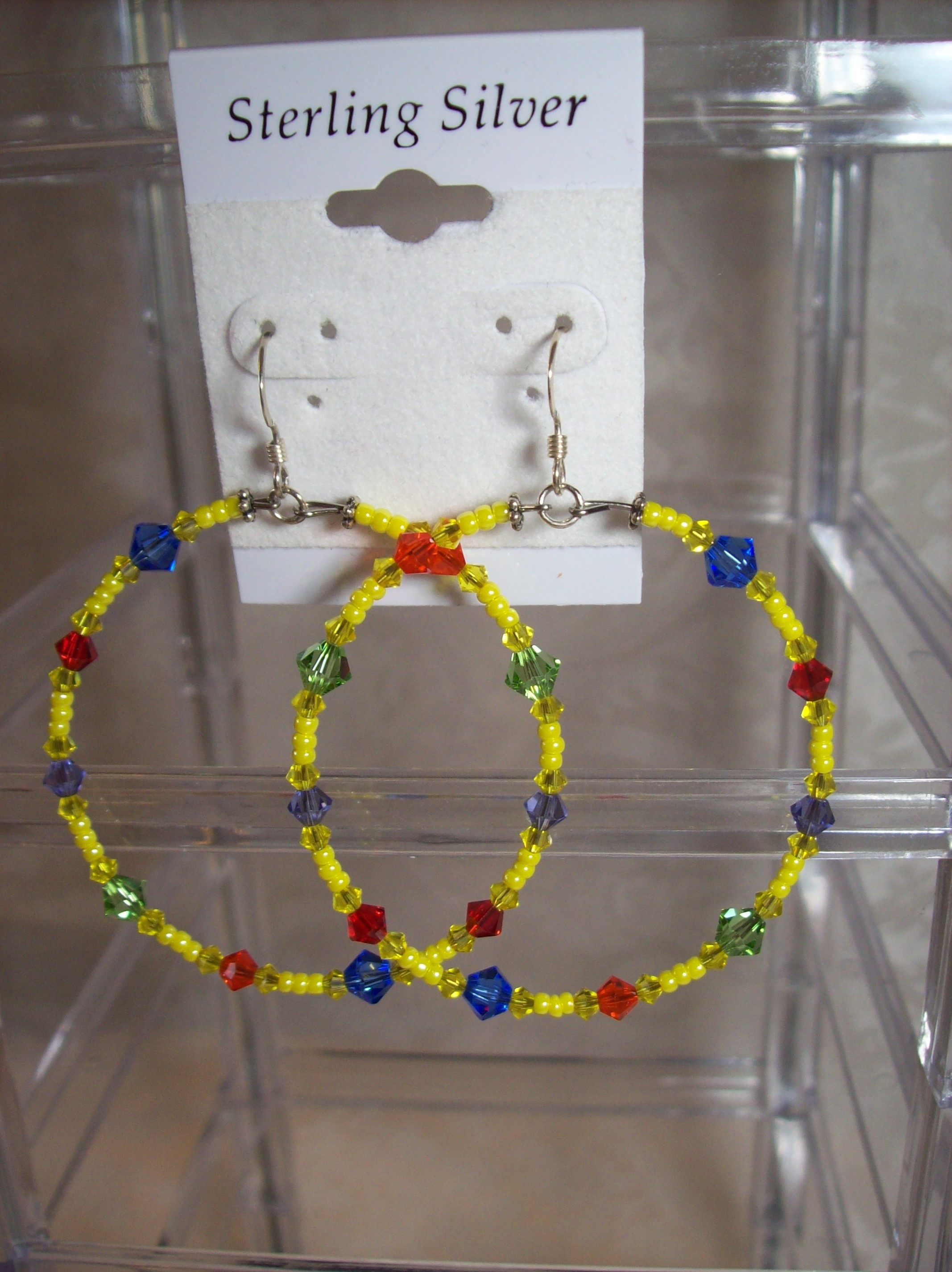 Multi-Colored Swarovski crystal Hoop Earrings 