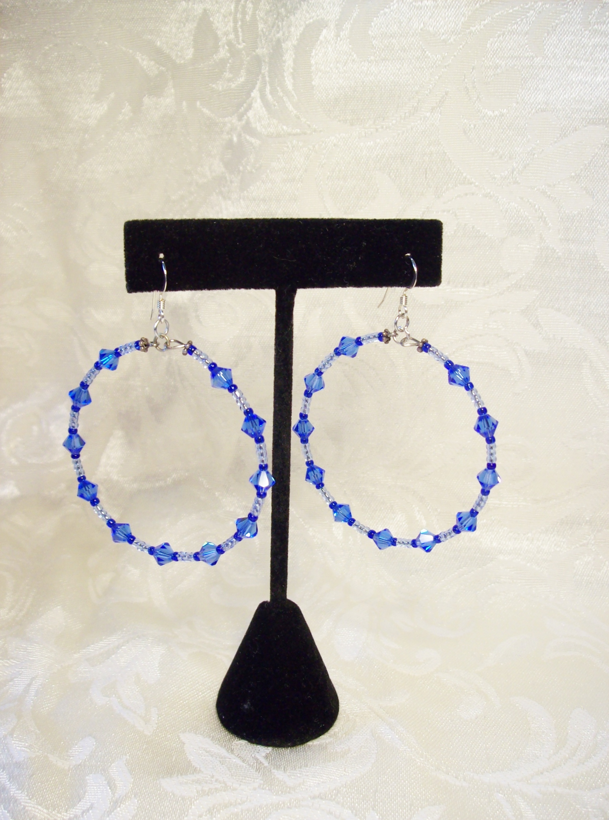  Blue Swarovski crystal Hoop Earrings 