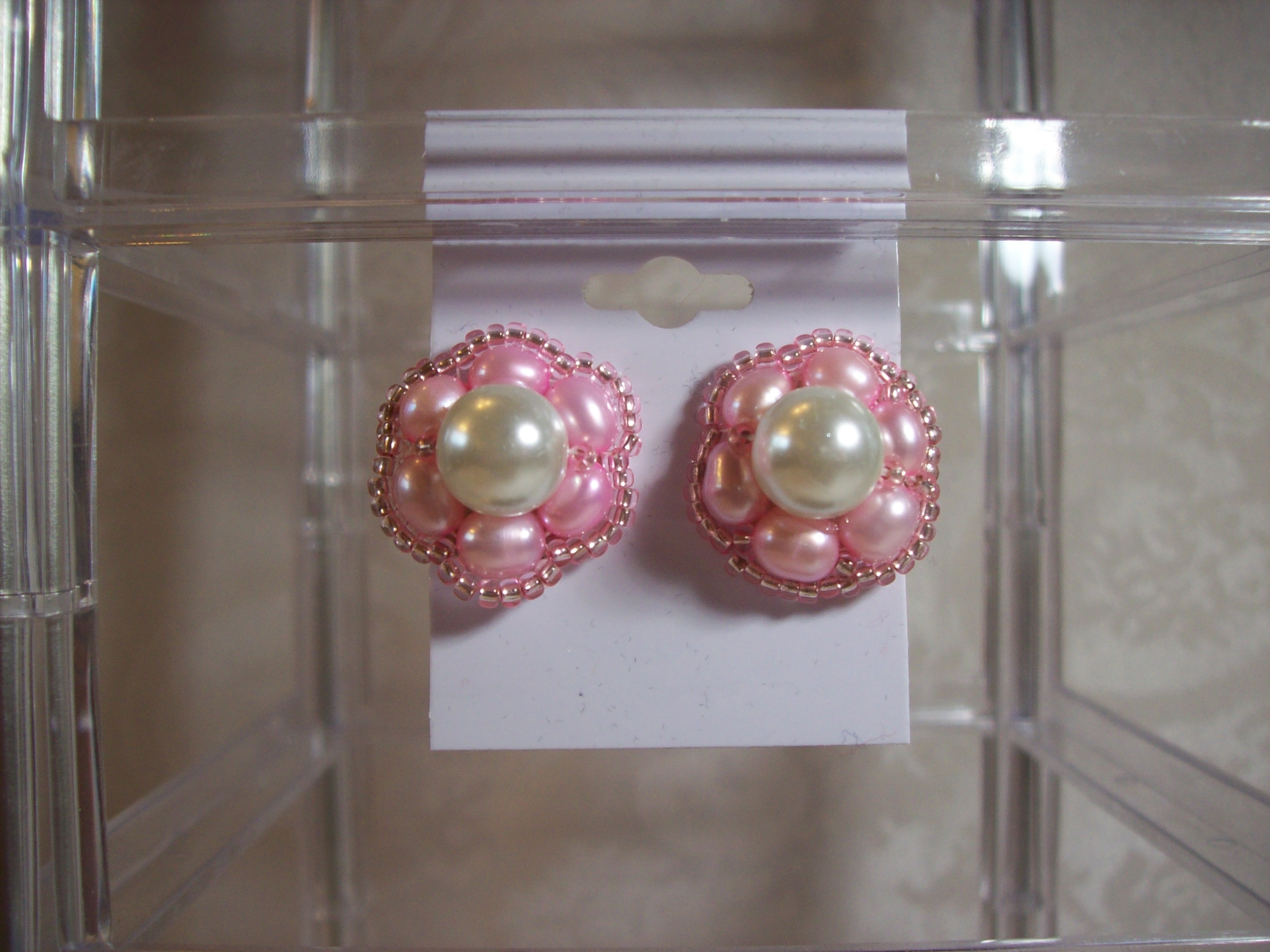 Pink Cultured Pearls Clip Earrings 