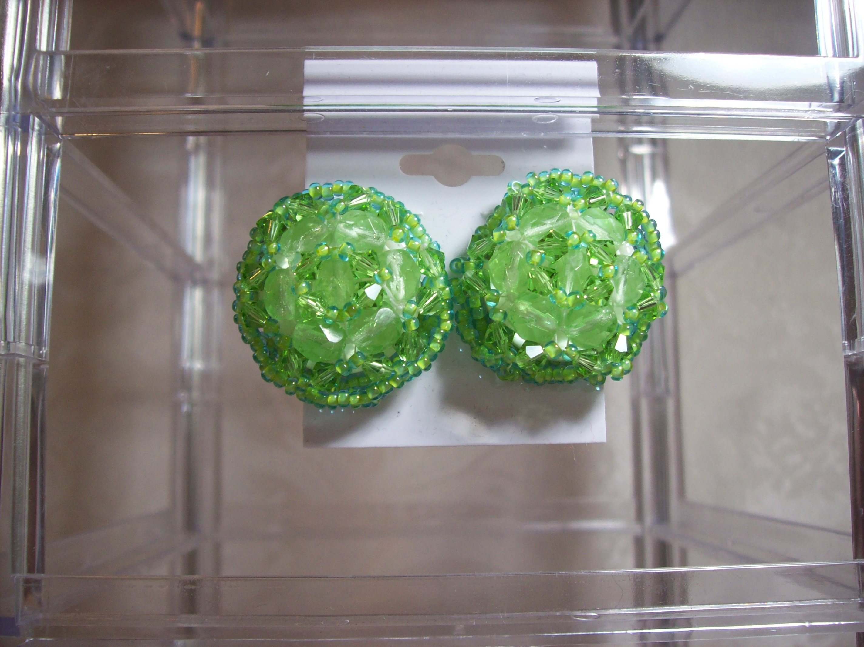 Peridot Swarovski crystal Clip Earrings 