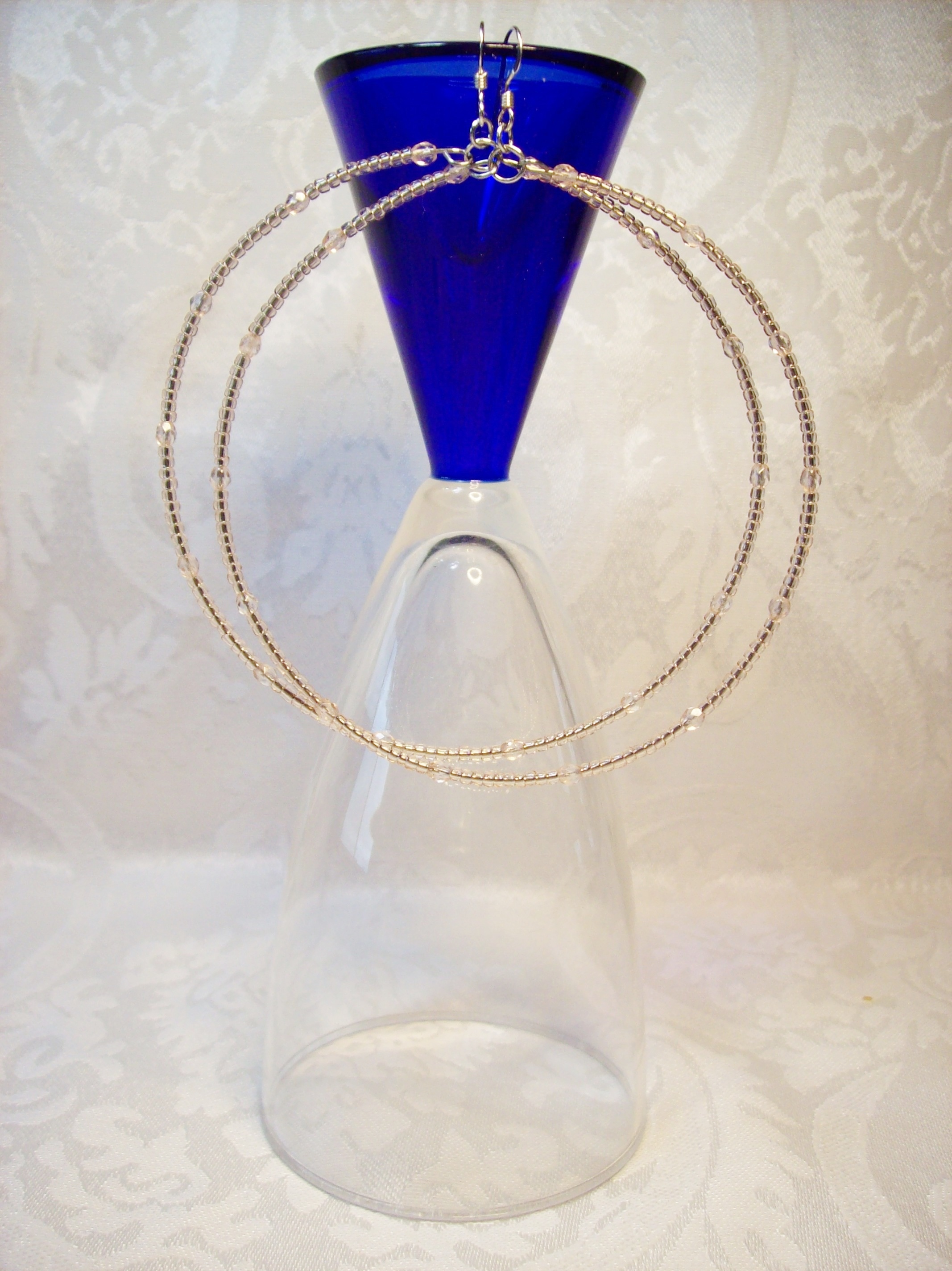 Light Peach Lg. Hoop Earrings with Sterling Silver hooks 