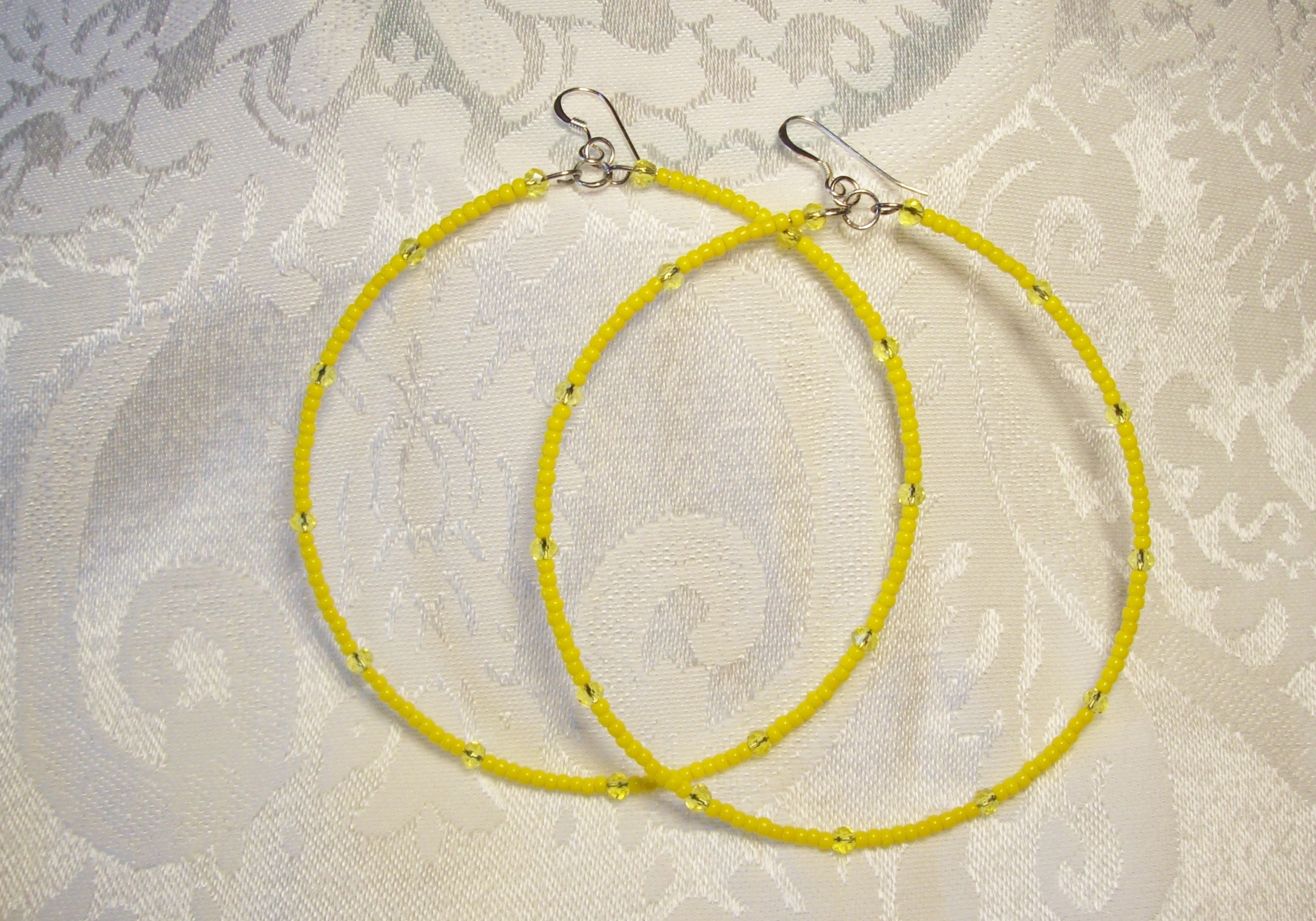 Yellow Lg. Hoop Earrings with Sterling Silver hooks 