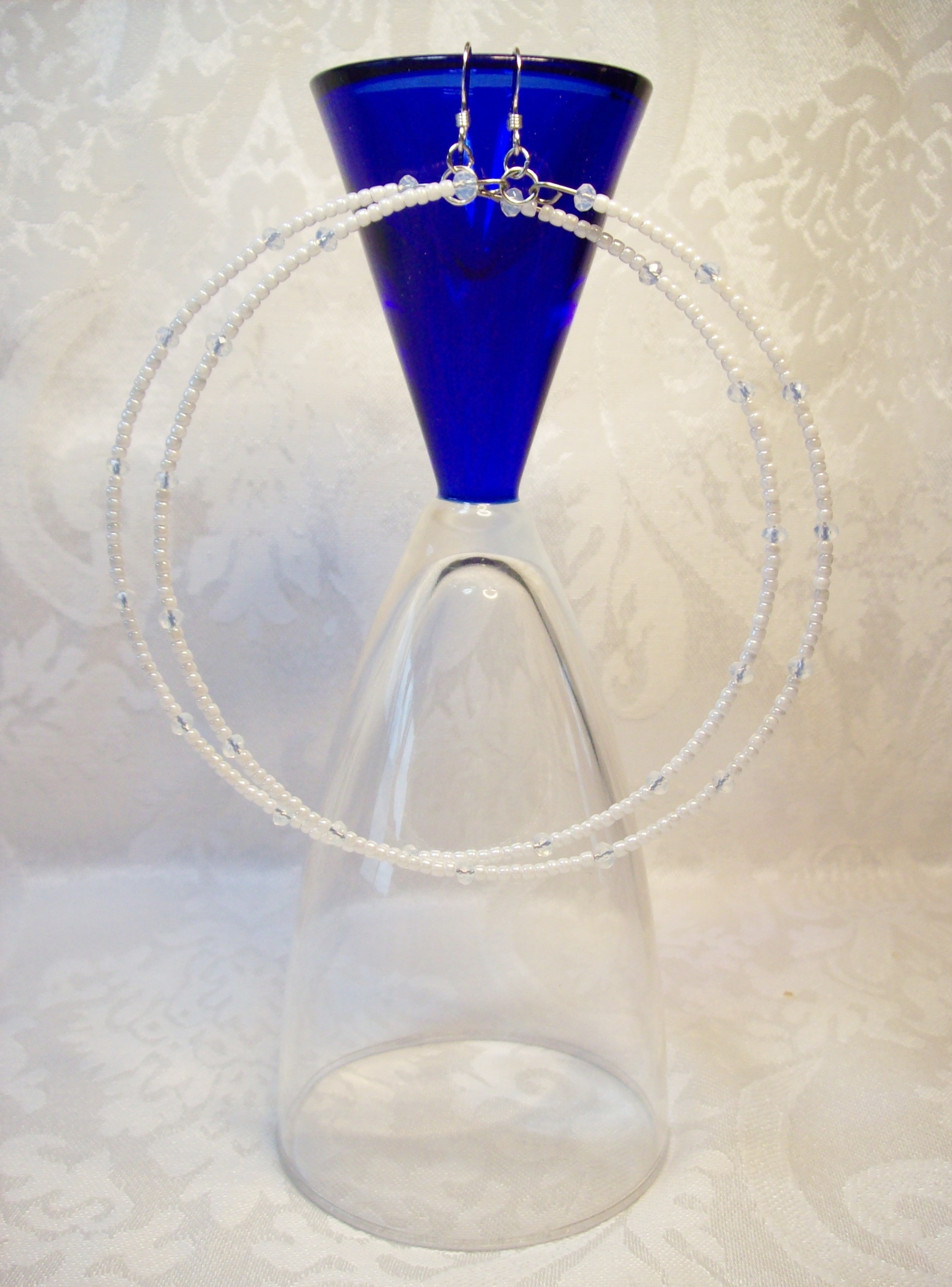 White Lg. Hoop Earrings with Sterling Silver  hooks