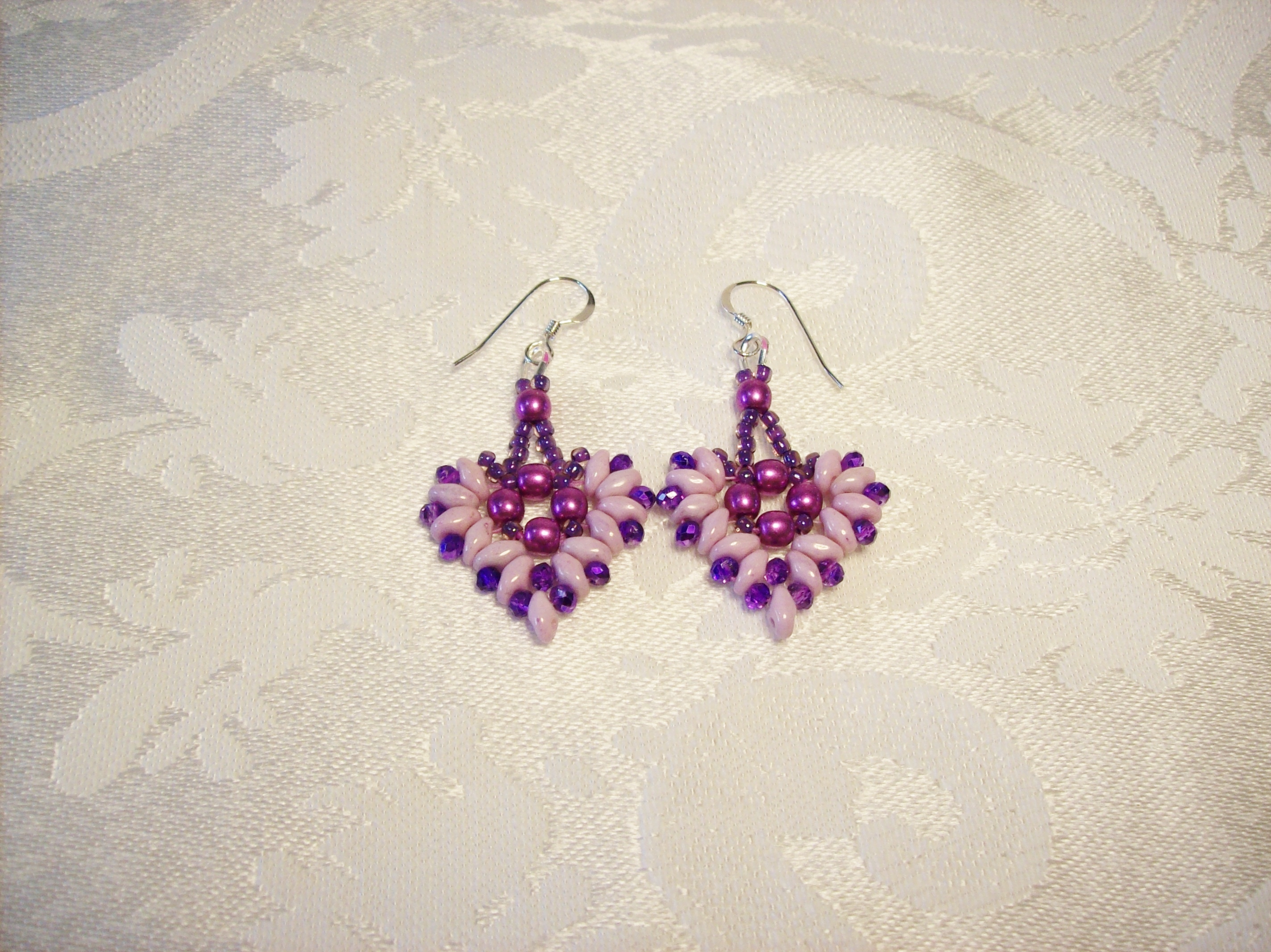 Hot Pink Heart Earrings with Sterling Silver hooks 