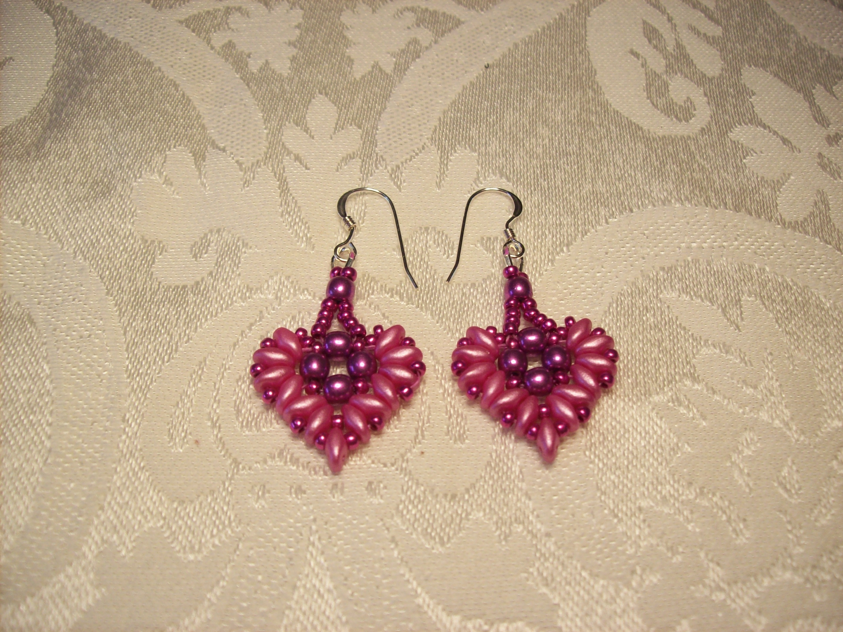 Pink Heart Earrings with Sterling Silver Earring hooks 