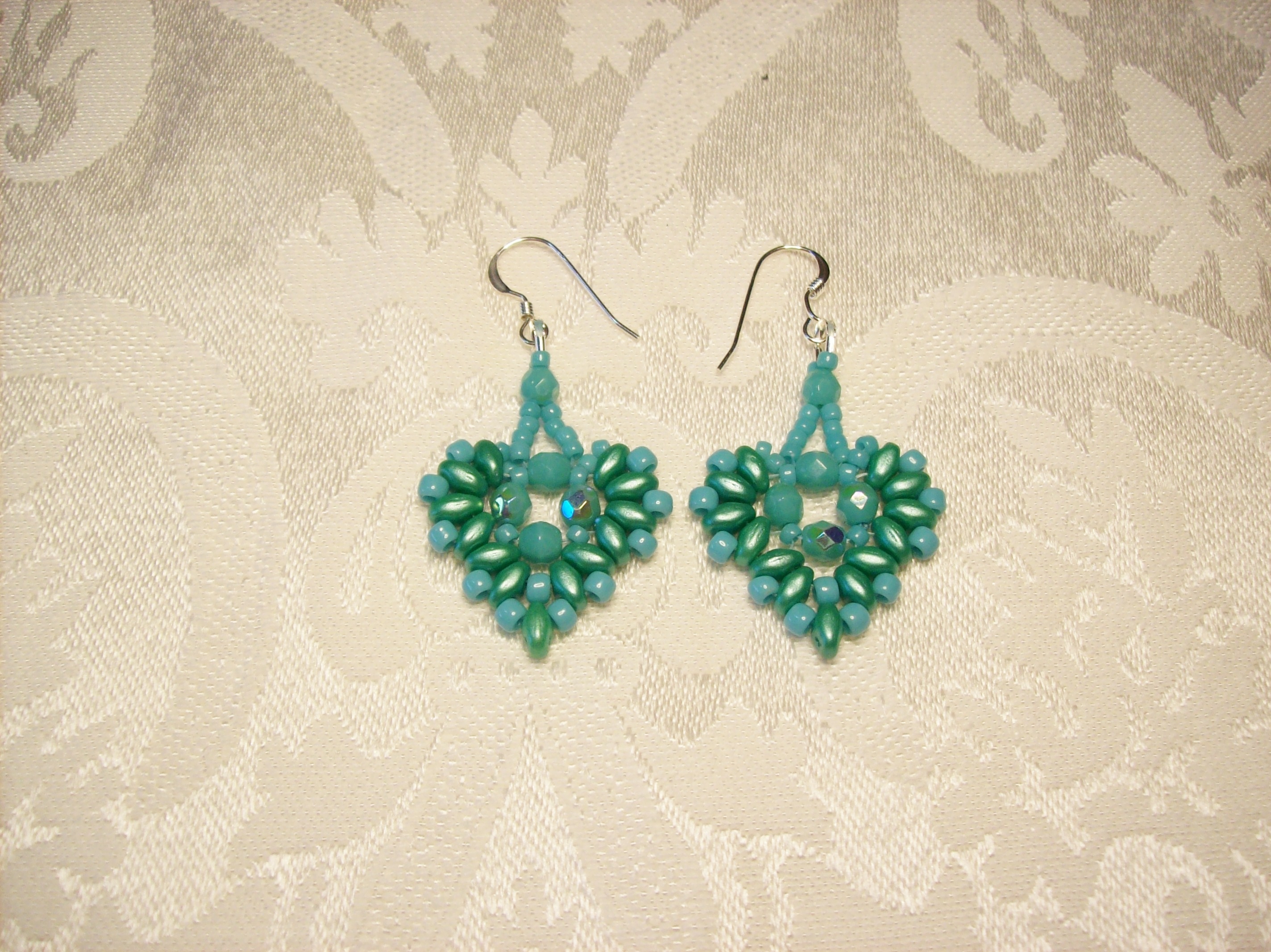 Turquoise Blue Heart Earrings with Sterling Silver hooks 