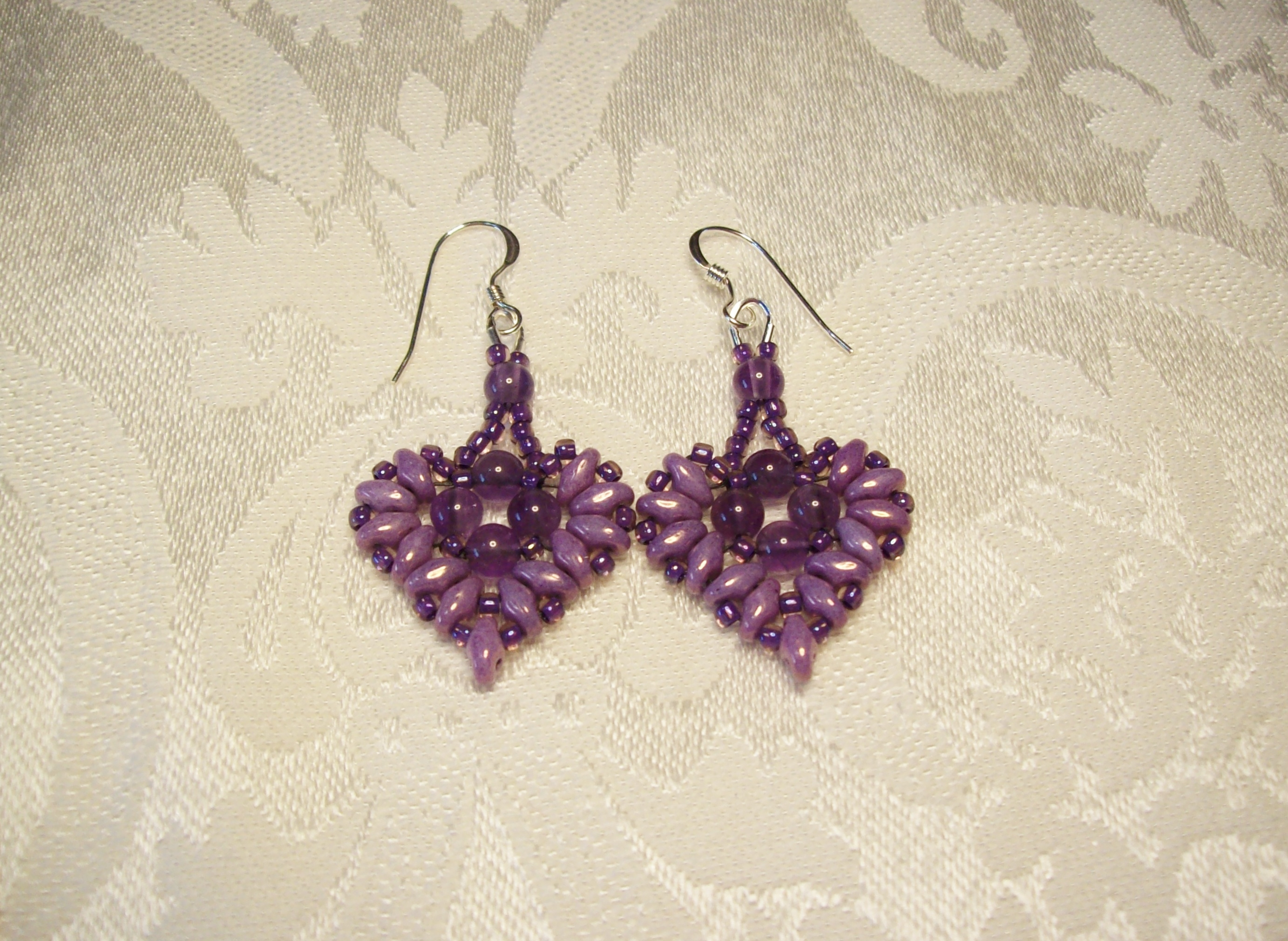 Amethyst Heart Earrings with Sterling Silver hooks 