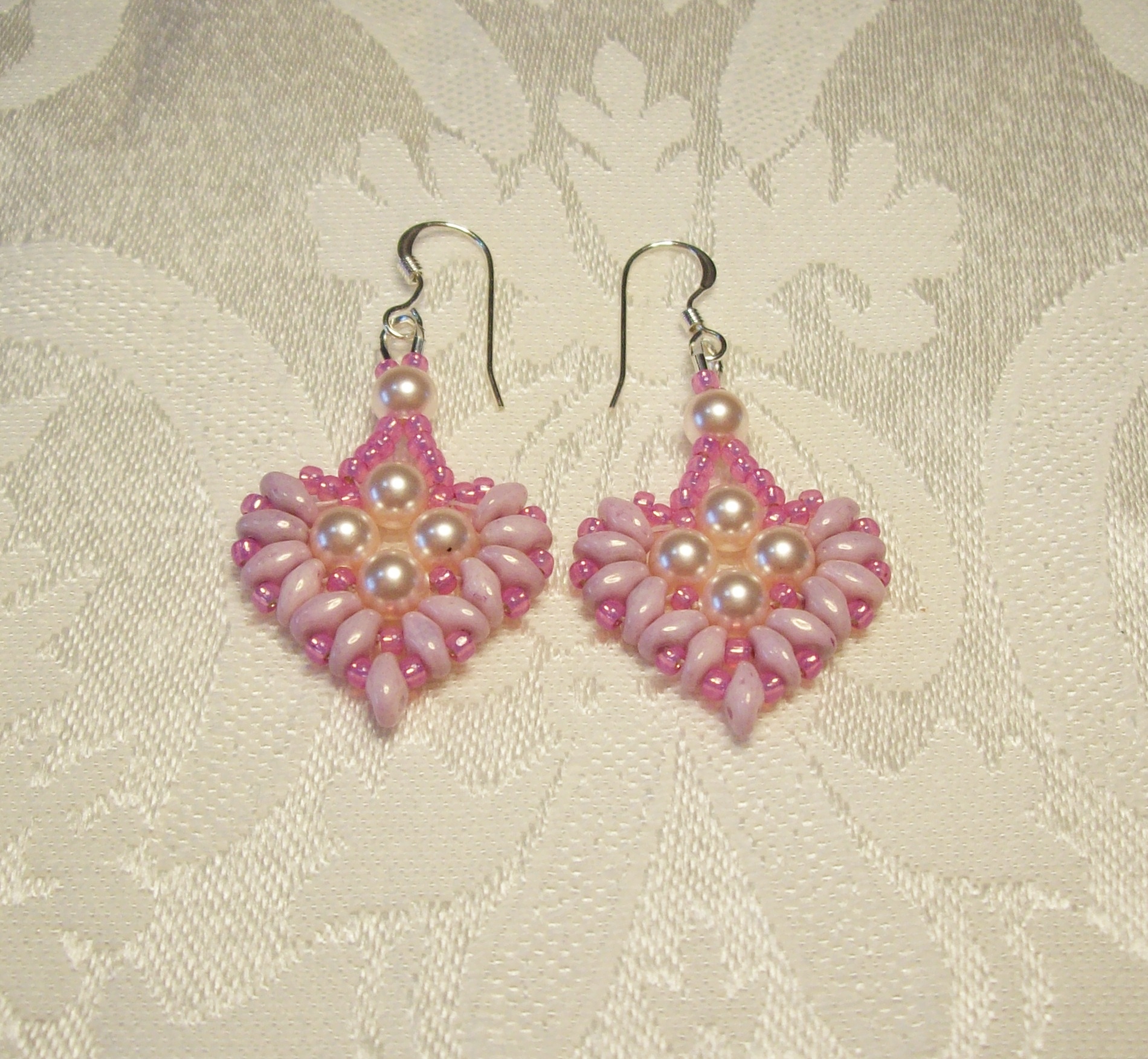Pink Swarovski Pearl Earrings with Sterling Silver Earring hooks 