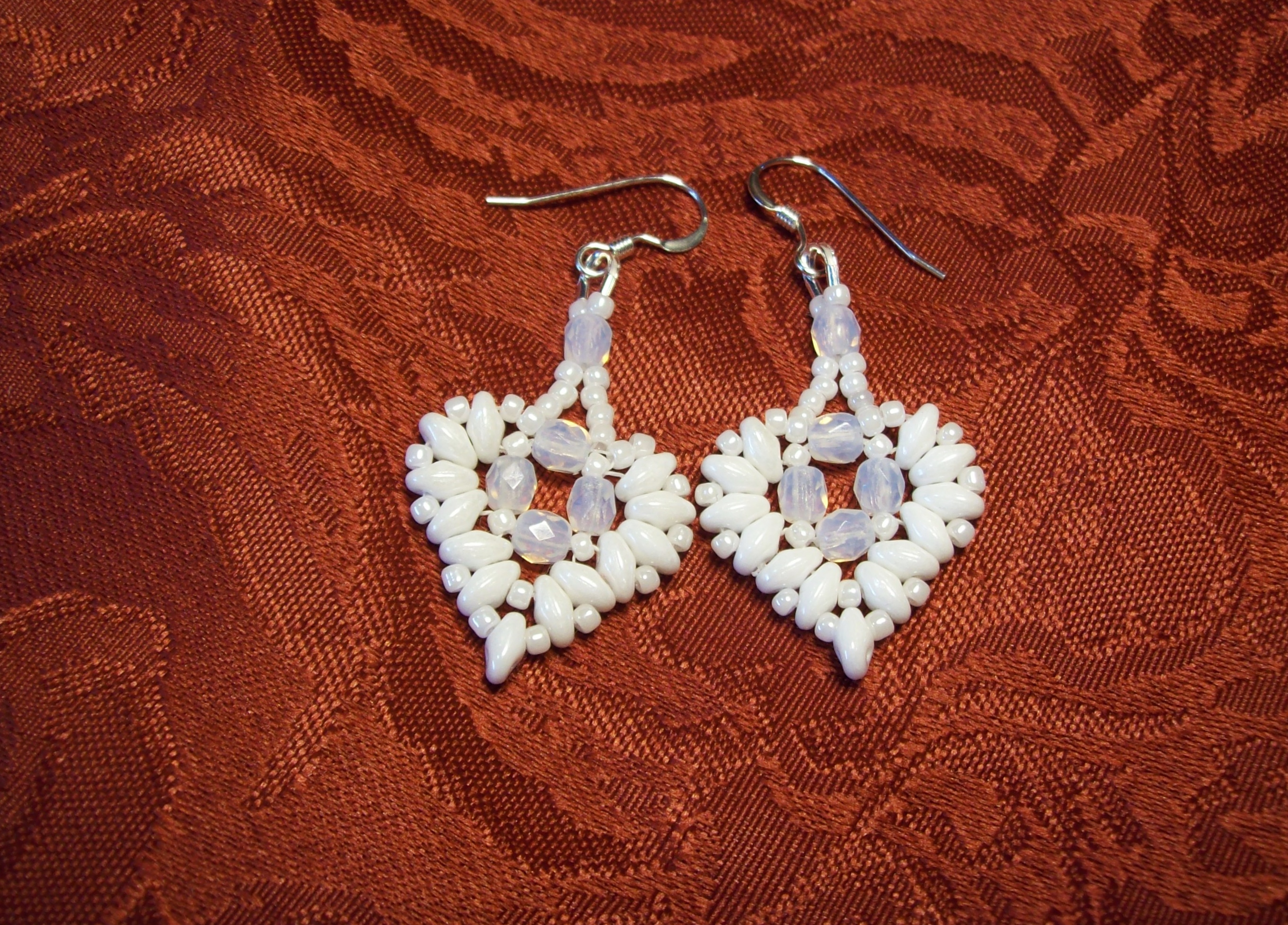 White Heart Earrings with Sterling Silver Earring hooks 