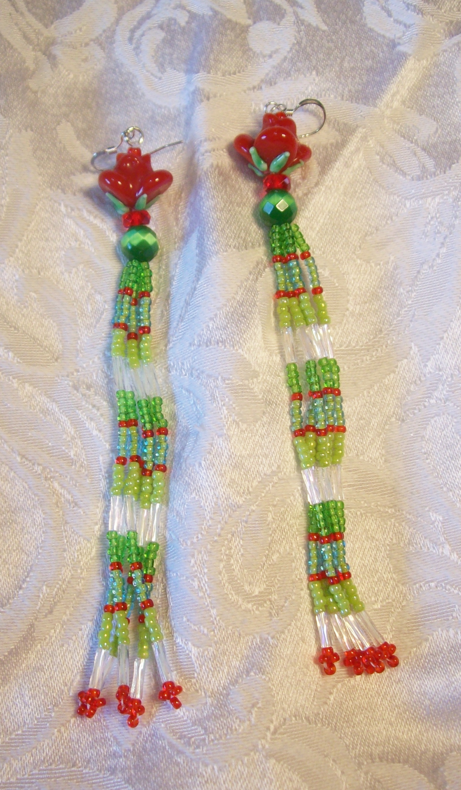 Rose Fairy Tale Earrings with Sterling Silver with hooks 