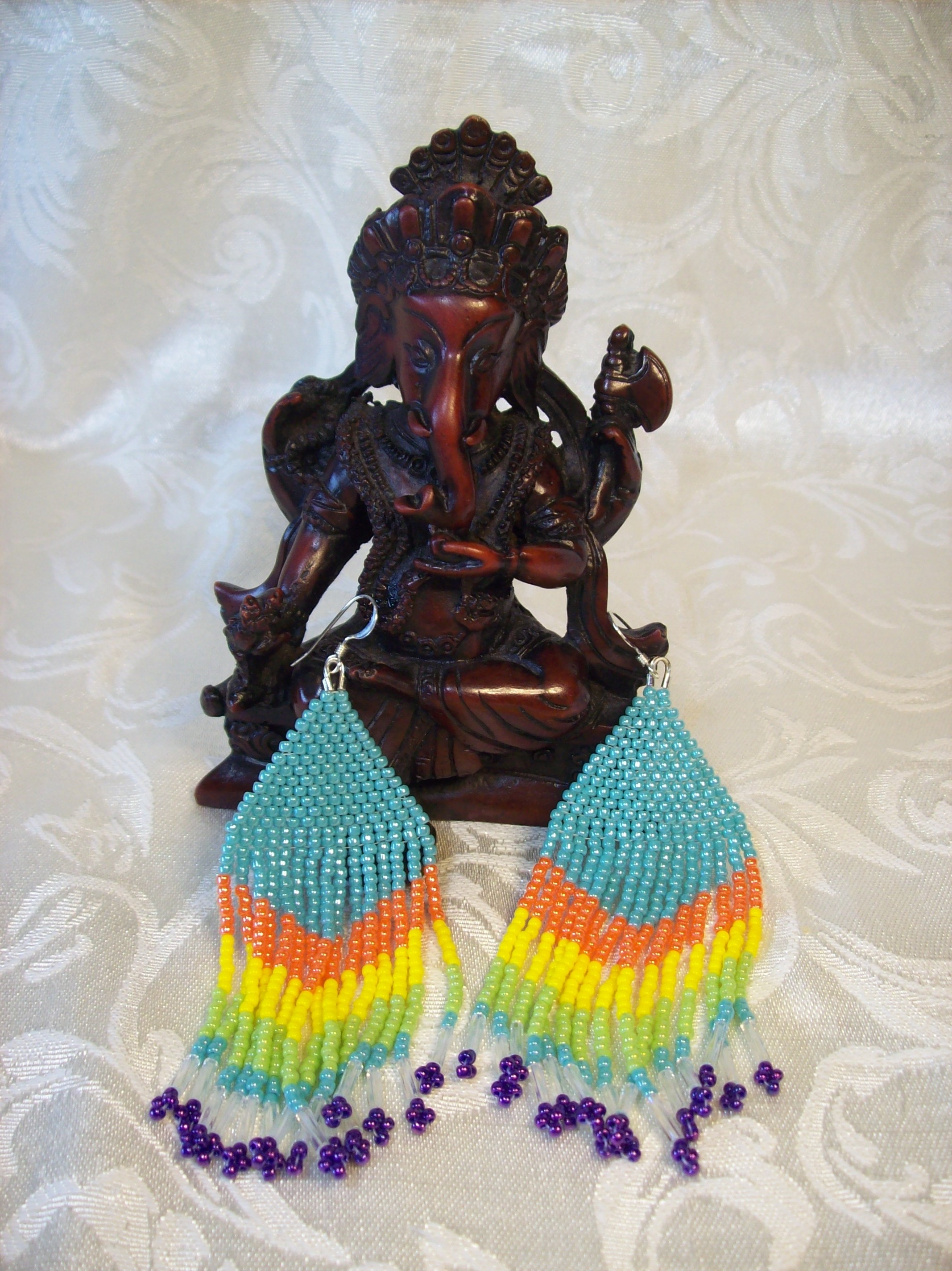 Rainbow Fringe Earrings with Sterling Silver hooks 