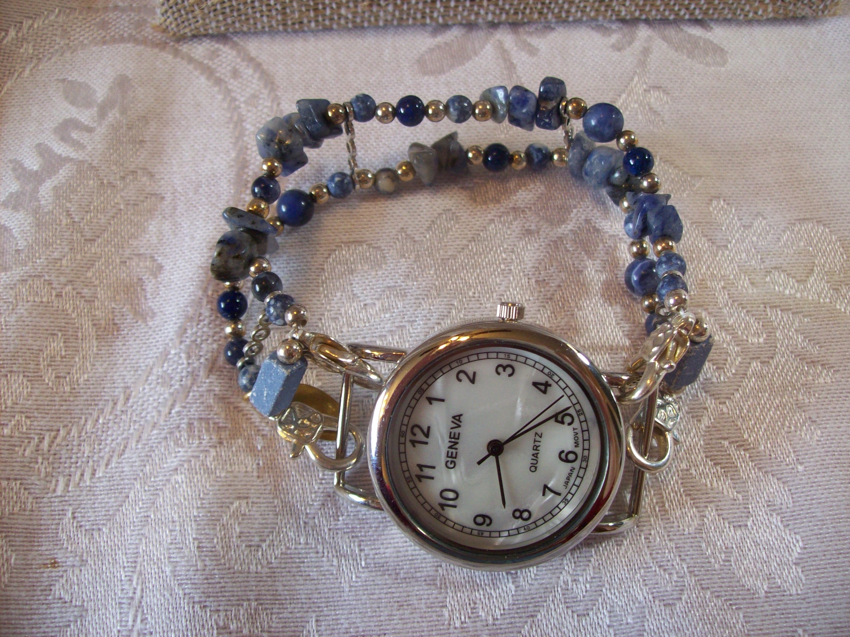 Watch and Band   Duramite, Sodalite and Fossil Stone 