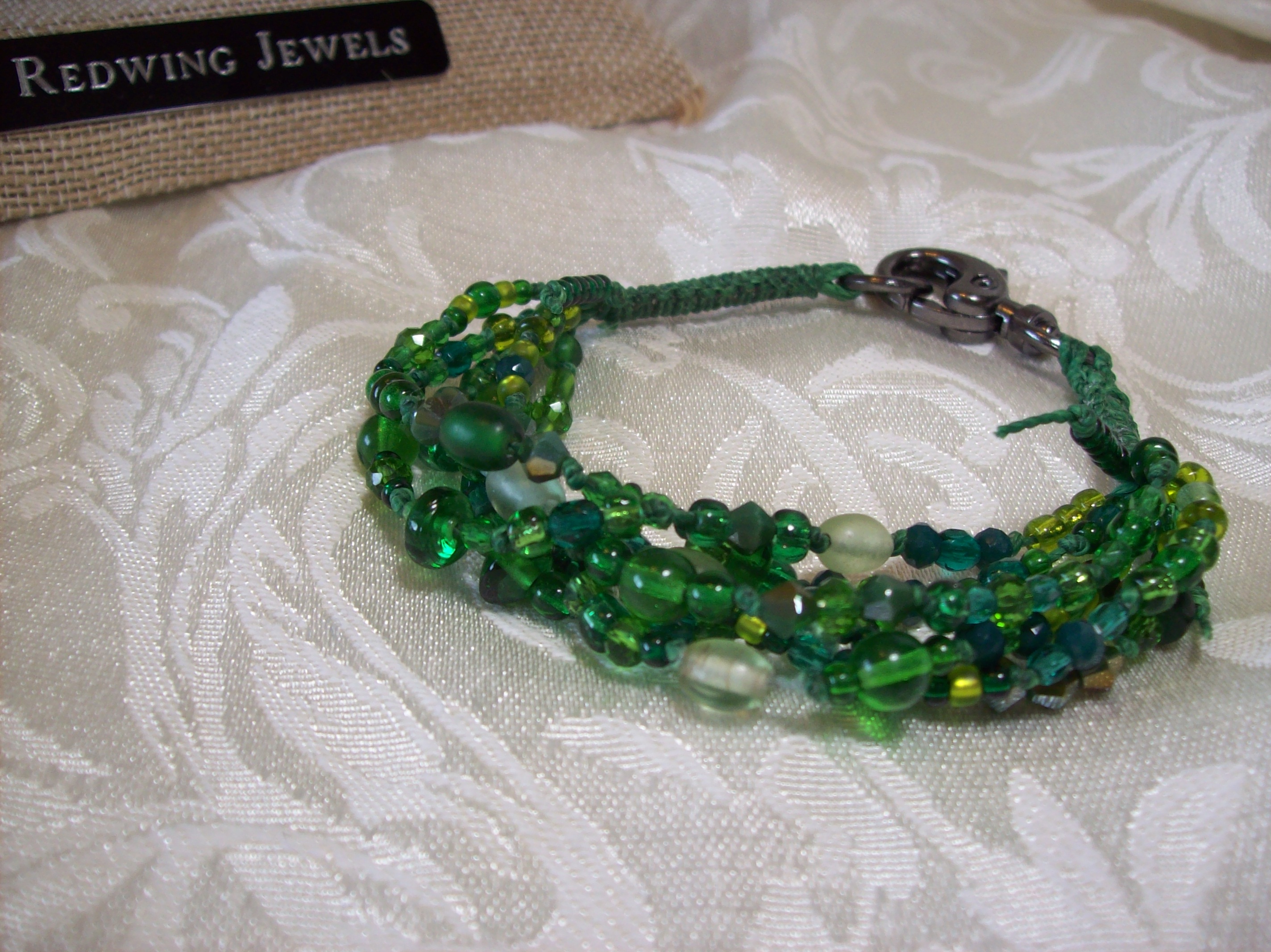 Green Knotted and Macramé Bracelet