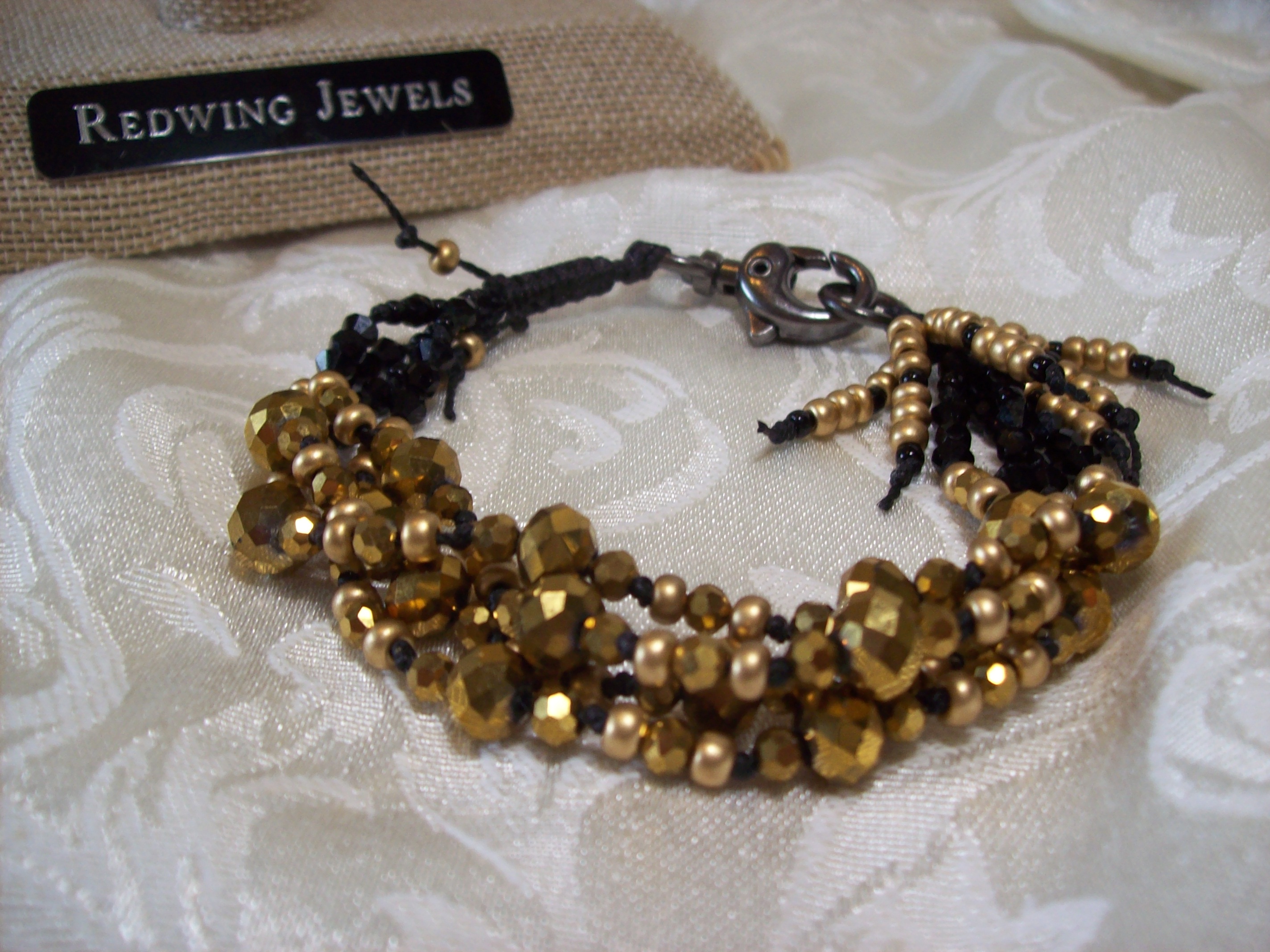 Black & Gold Knotted Macramé Bracelet 