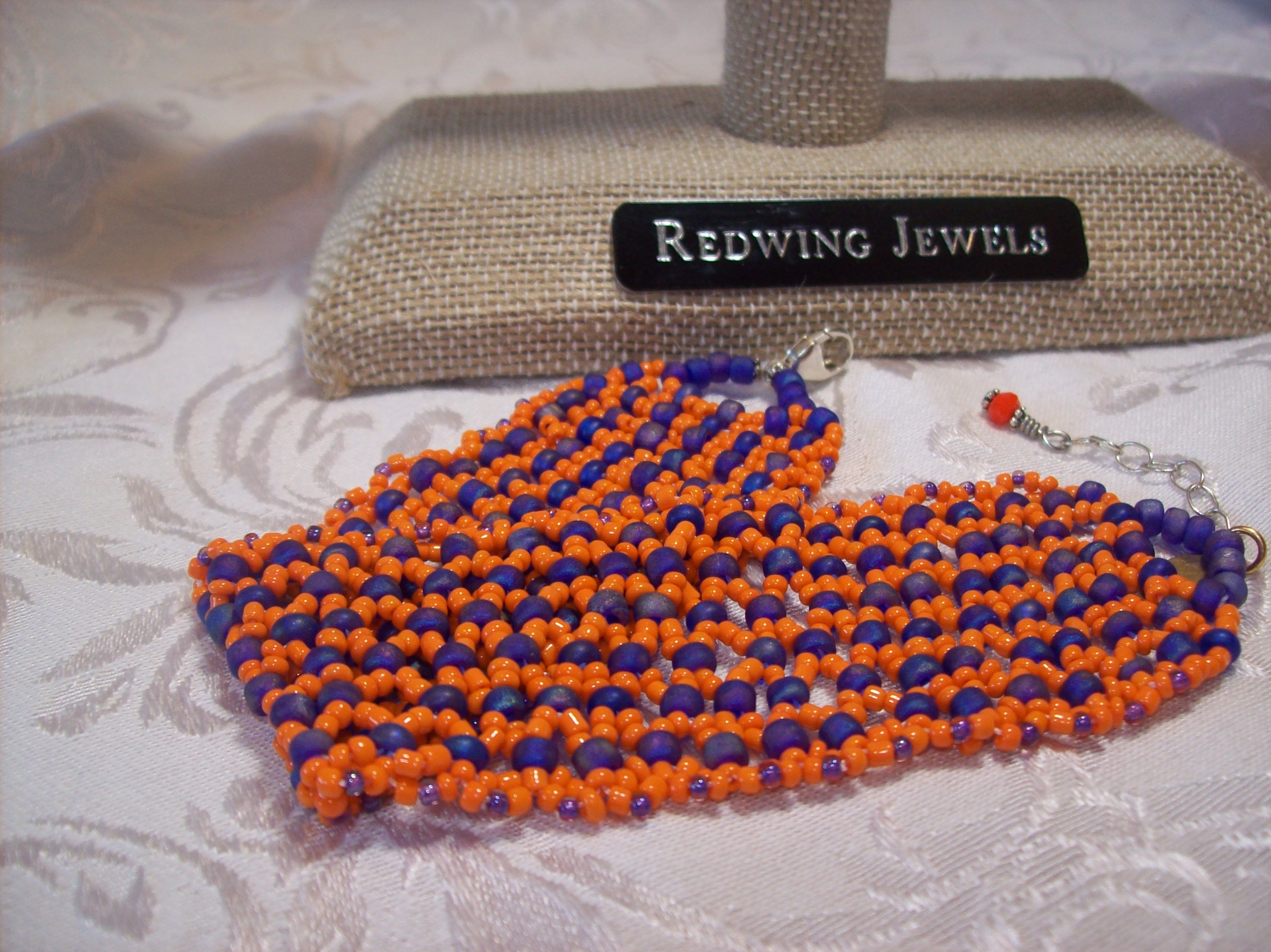  Orange and Blue Cuff Bracelet