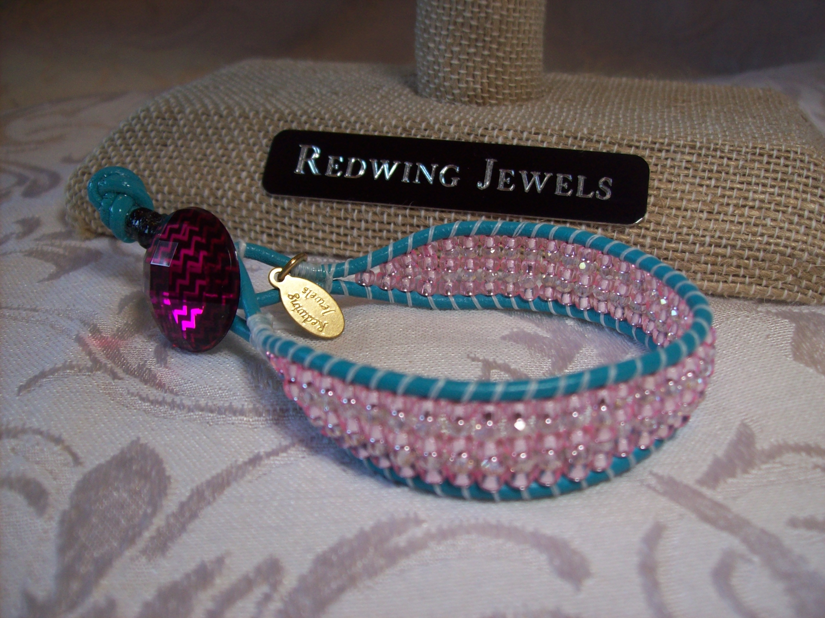 Blue Leather Stackable Bracelet 