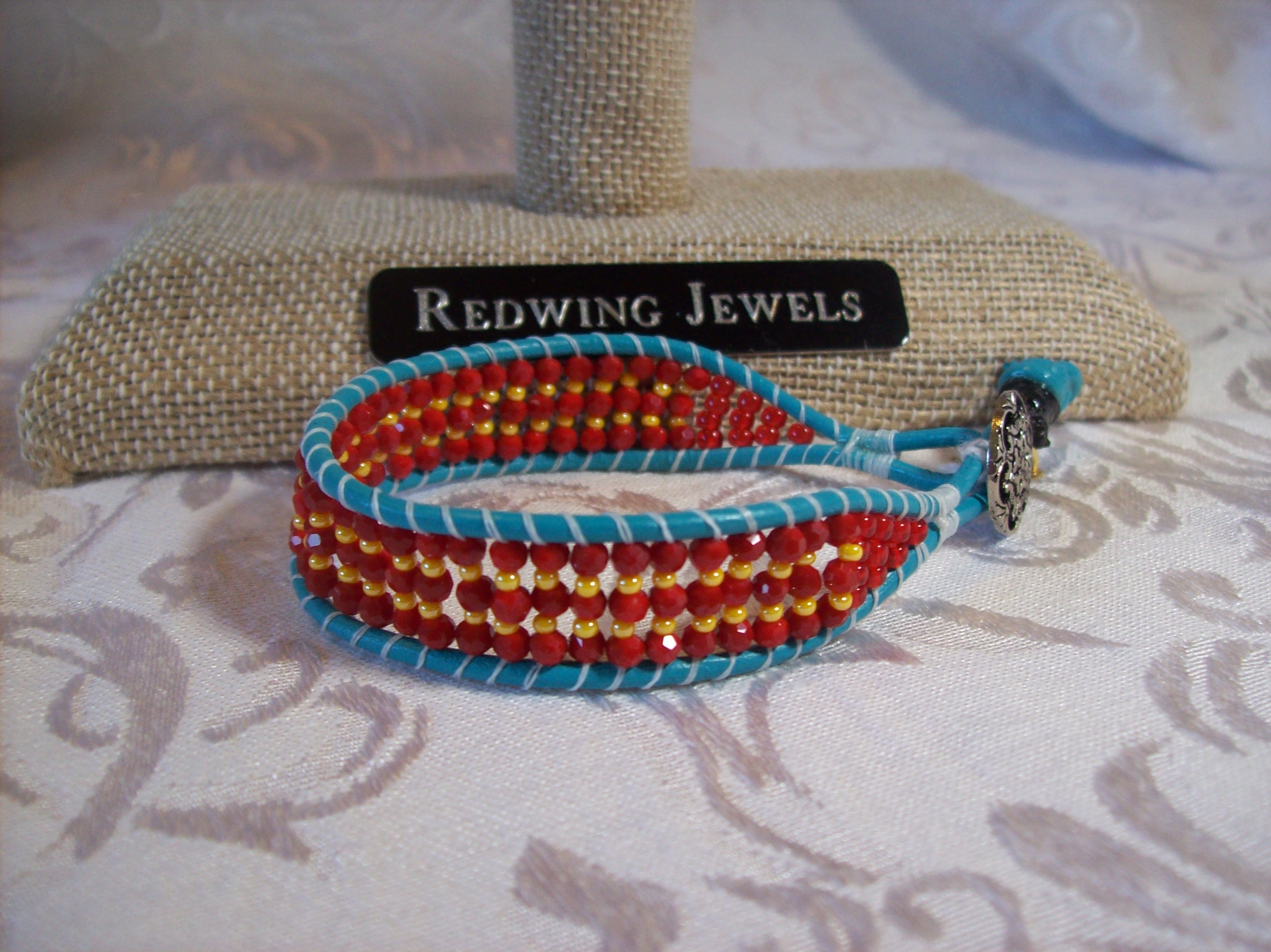 Blue Leather Stackable Bracelet 