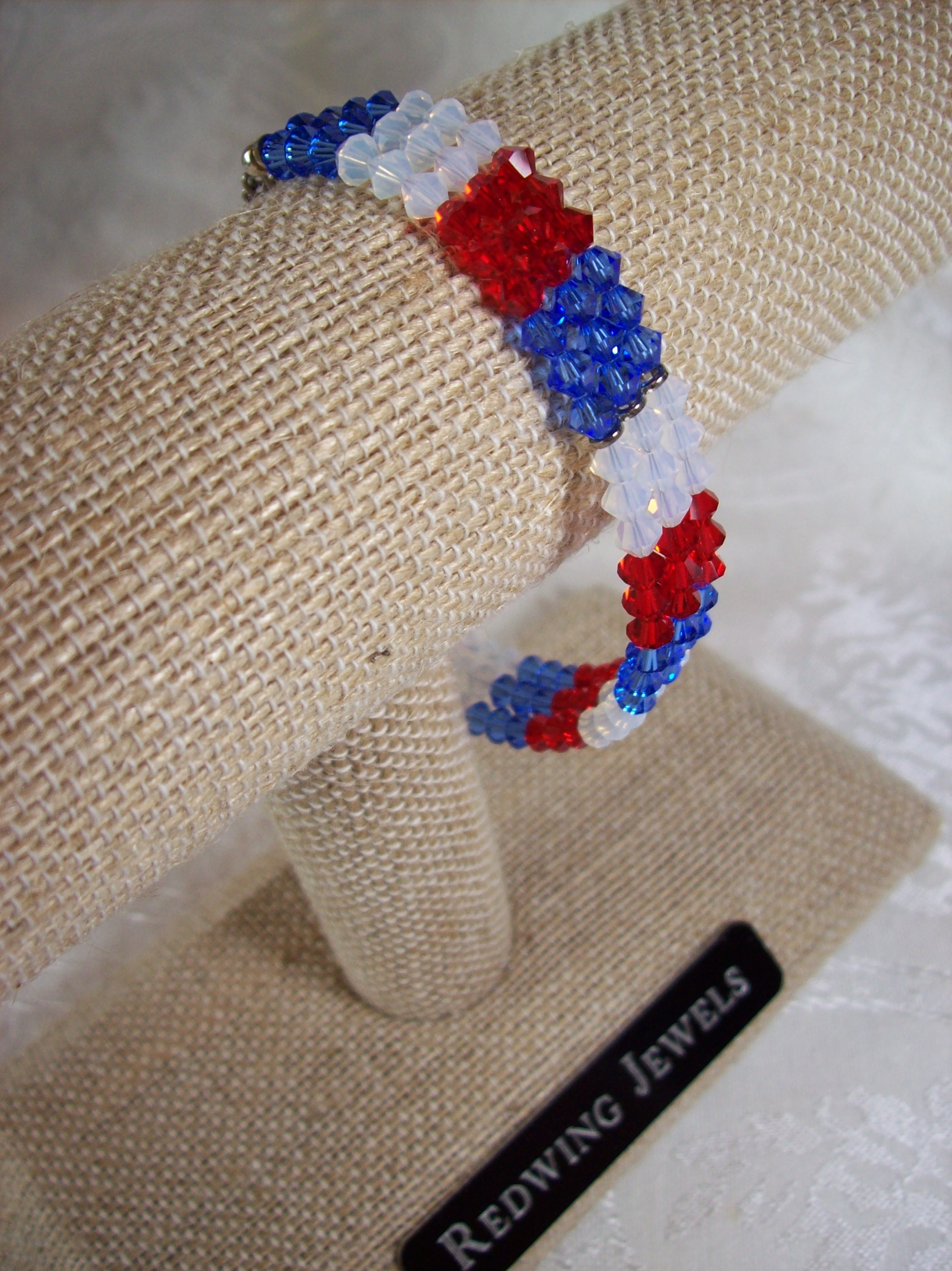  Red, White, Blue Swarovski crystal Bracele