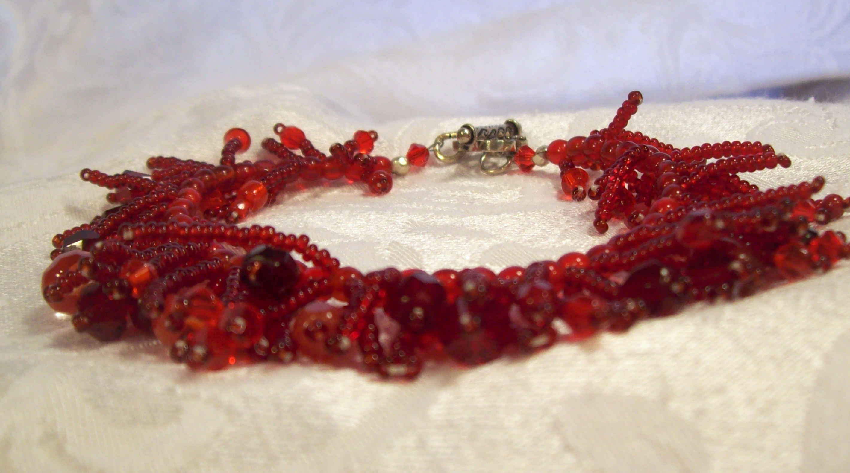 Red Fringe Bracelet with Swarovski crystal 