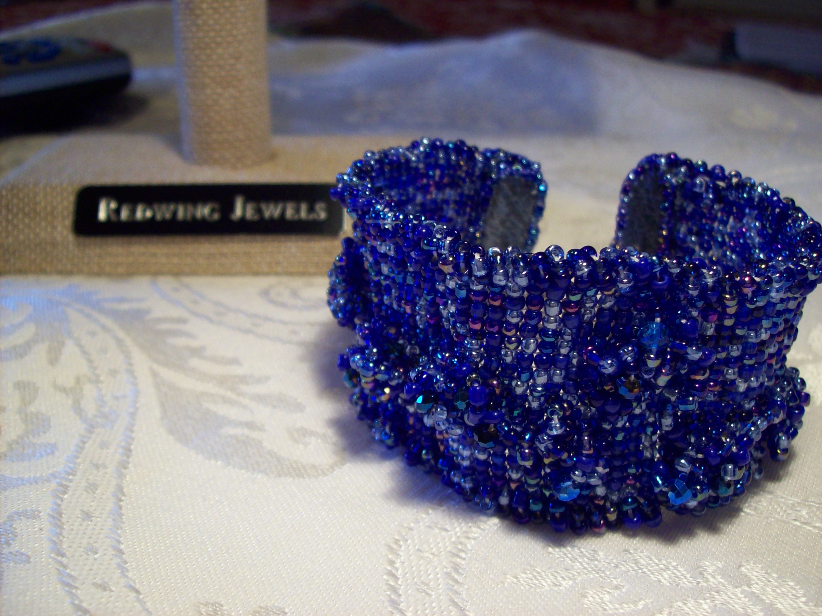 Blue Loomed Bracelet with Embellishments