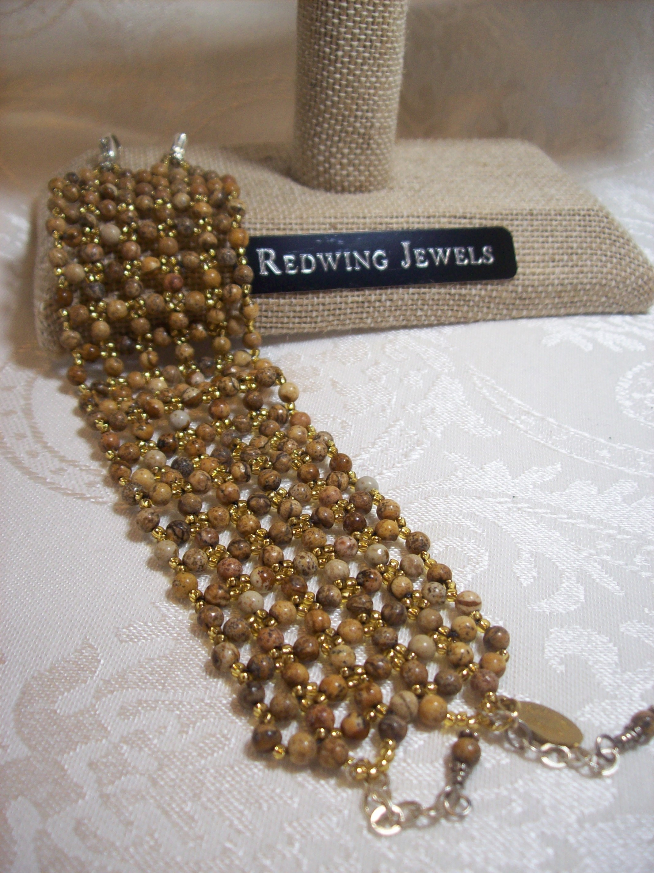 Semi-Precious Picture Jasper Cuff Bracelet