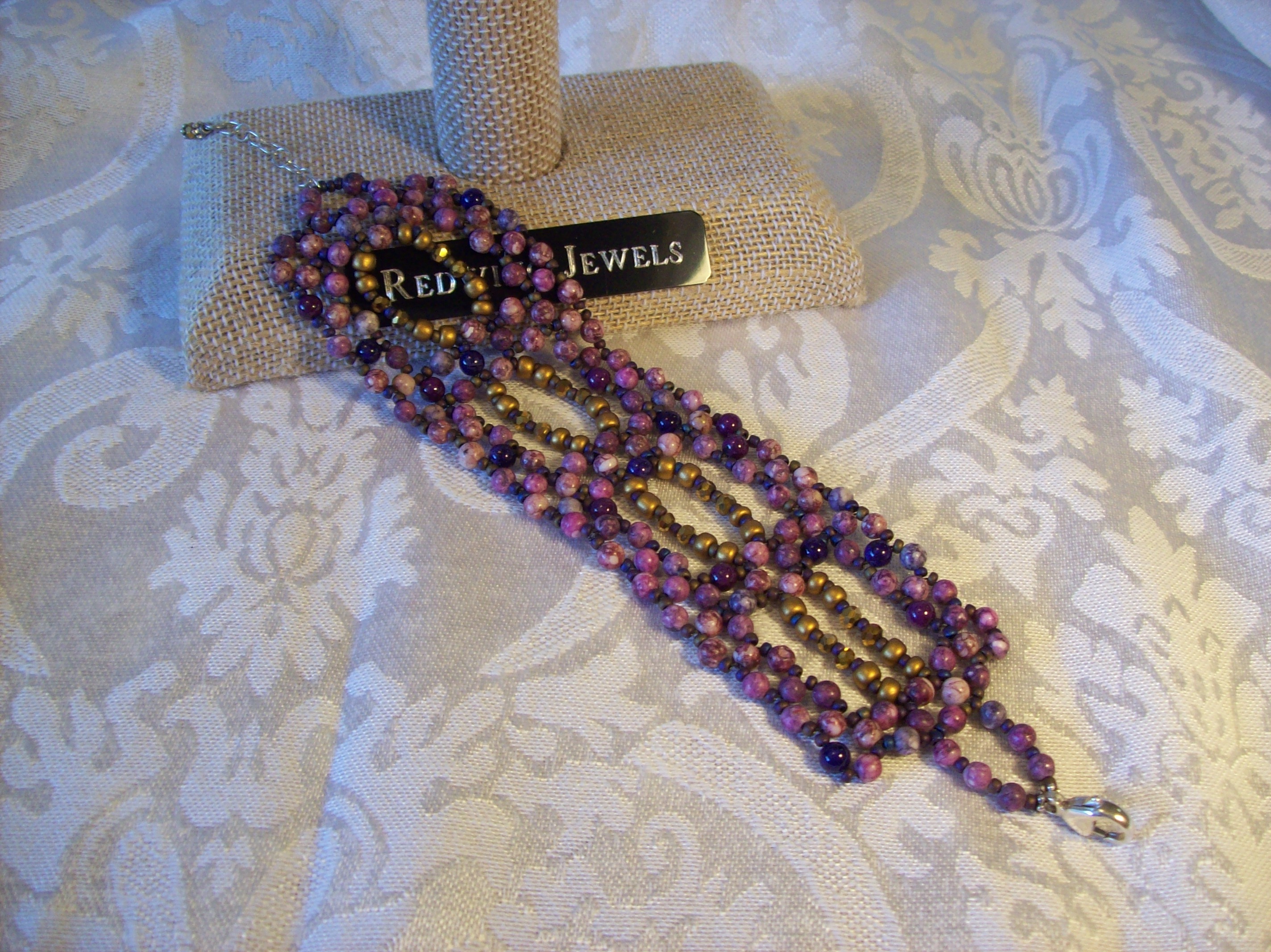 Purple Fossil Stone Bracelet 